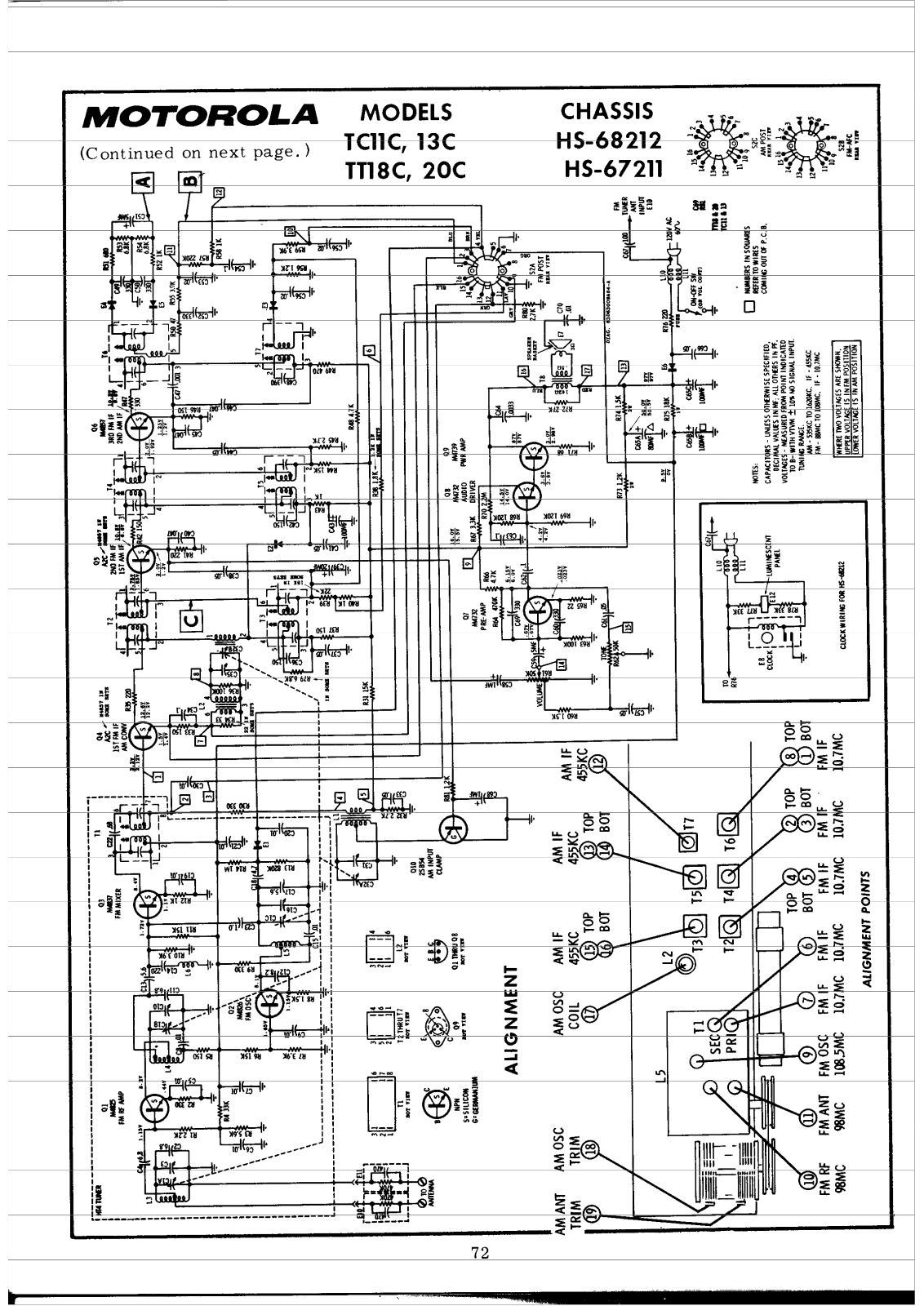 Motorola TC11C, TC13C, TT18C, TT20C Schematic