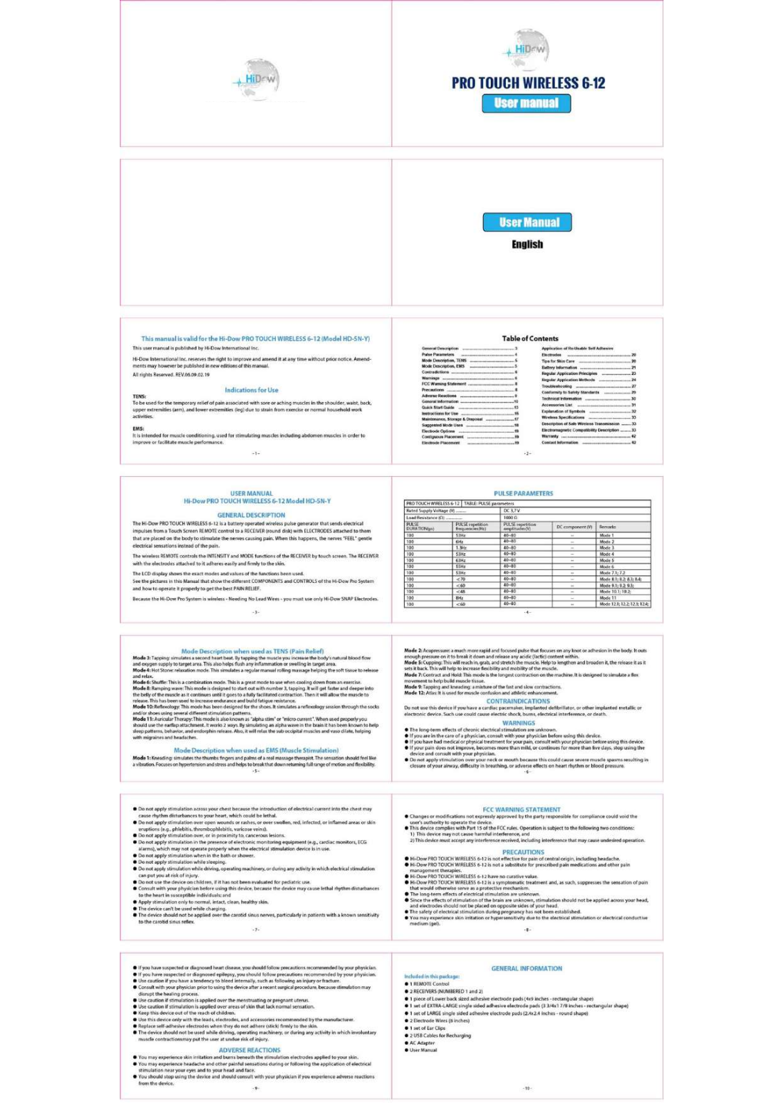 HiDow PRO TOUCH WIRELESS 6-12 USER MANUAL - ManualMachine.com