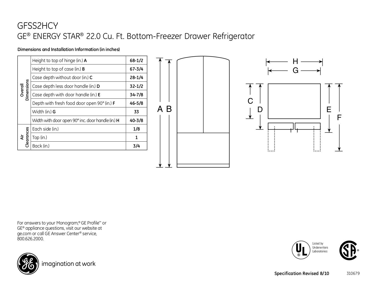 General Electric GFSS2HCYSS User Manual