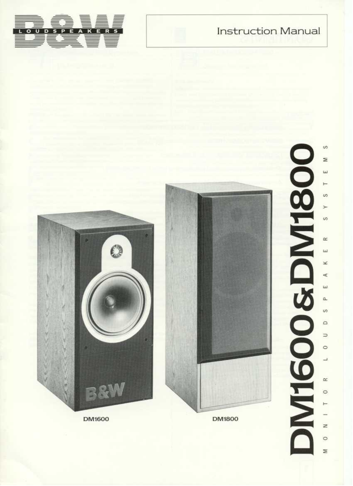 Bowers & Wilkins DM1600, DM1800 User Manual