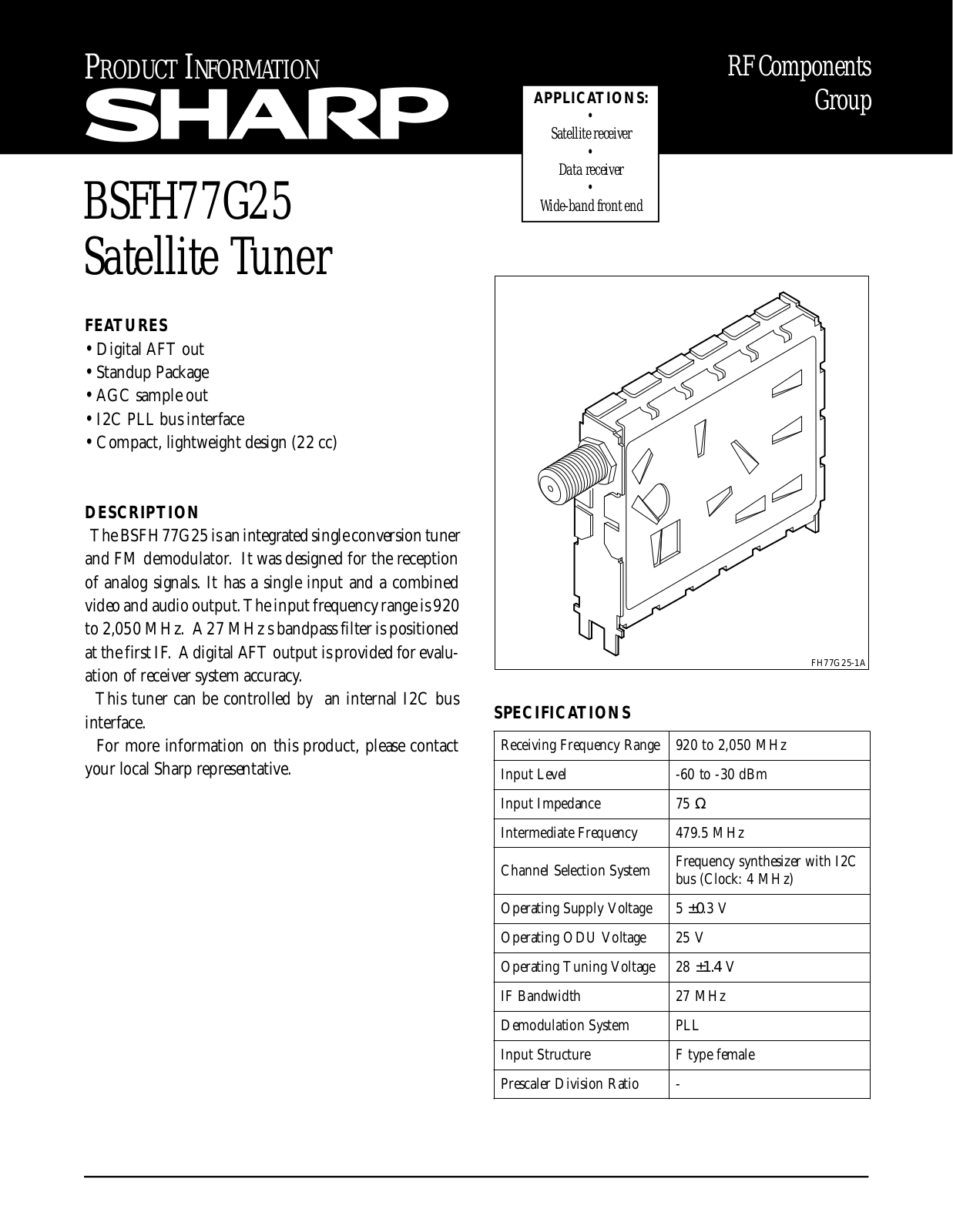 Sharp BSFH77G25 Datasheet