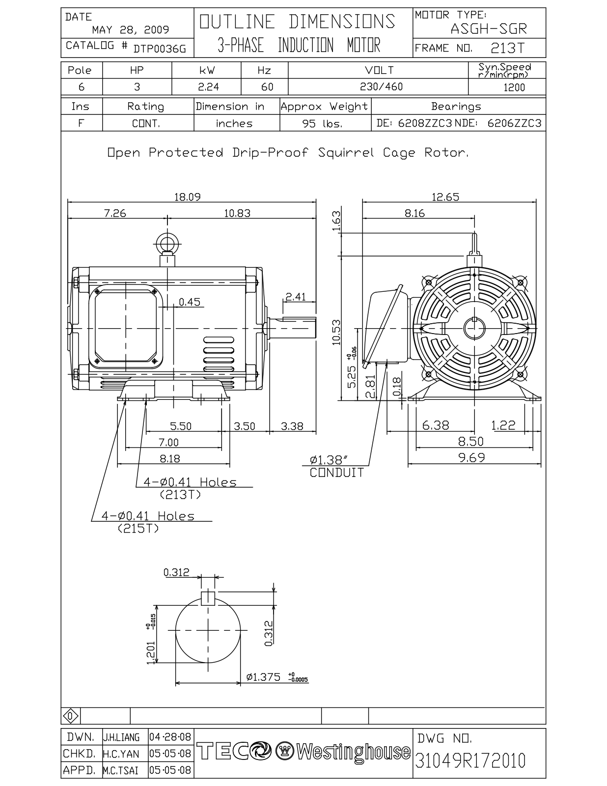 Teco DTP0036G Reference Drawing