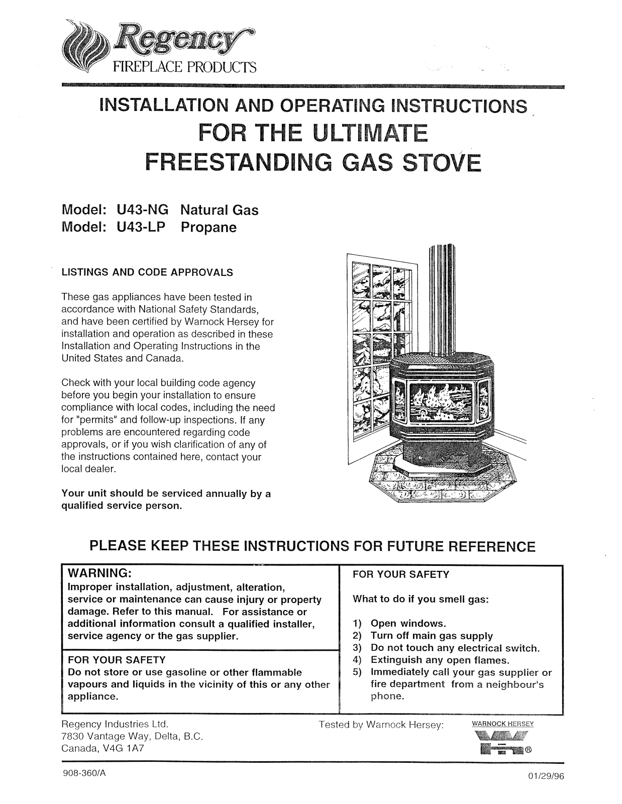 Regency U43 Installation Manual - ManualMachine.com
