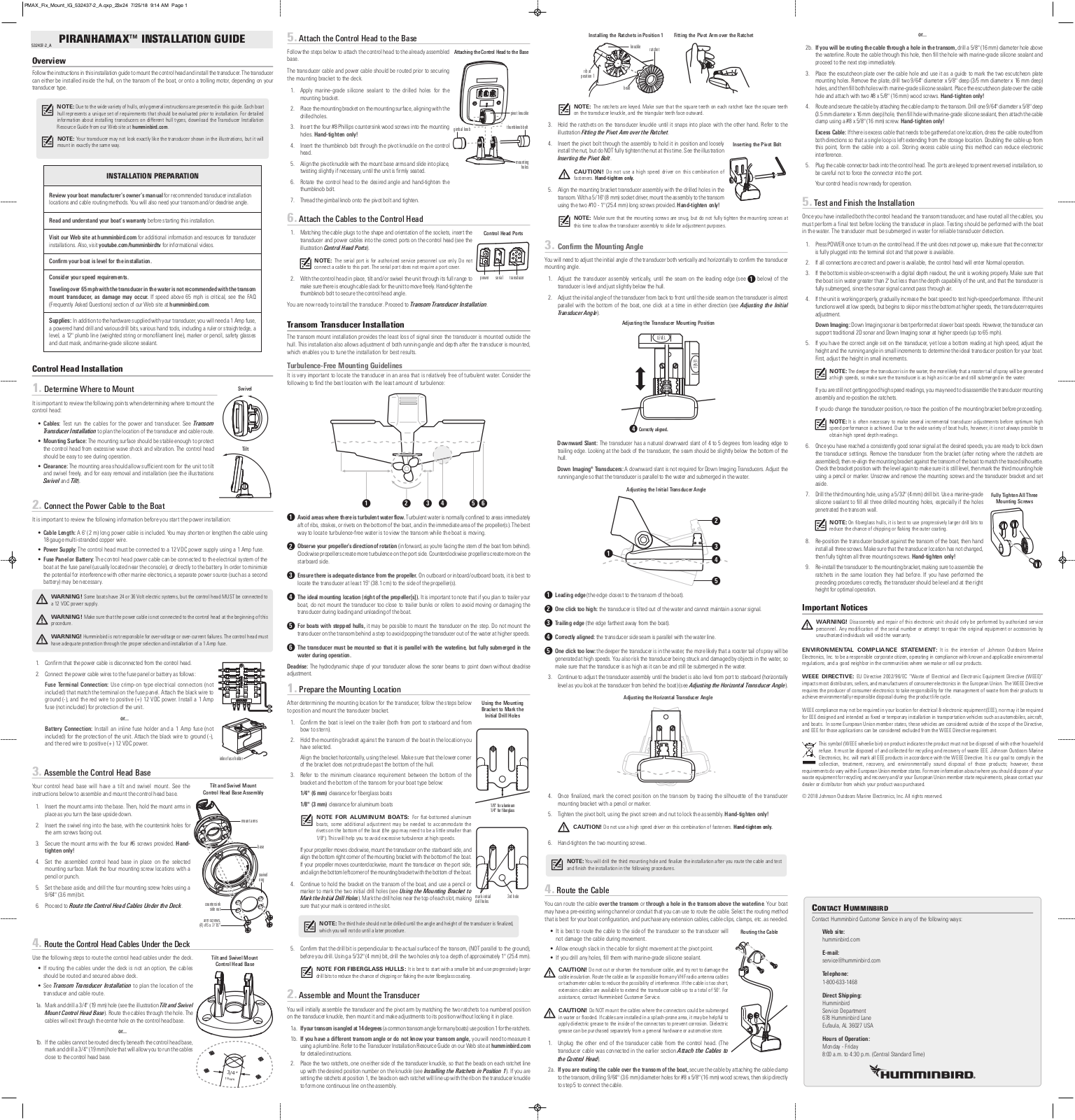 Humminbird PiranhaMAX 4 Installation Manual