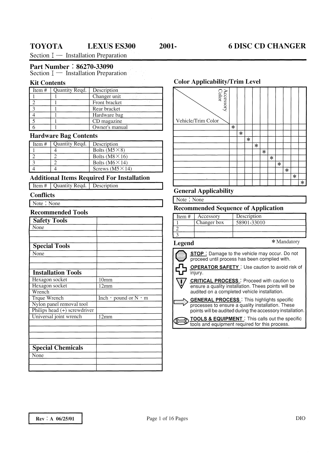 Toyota 86720-3090 User Manual