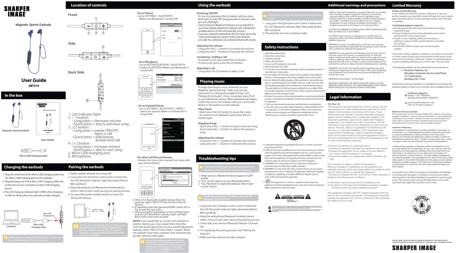 Sharper image SBT519 User Manual