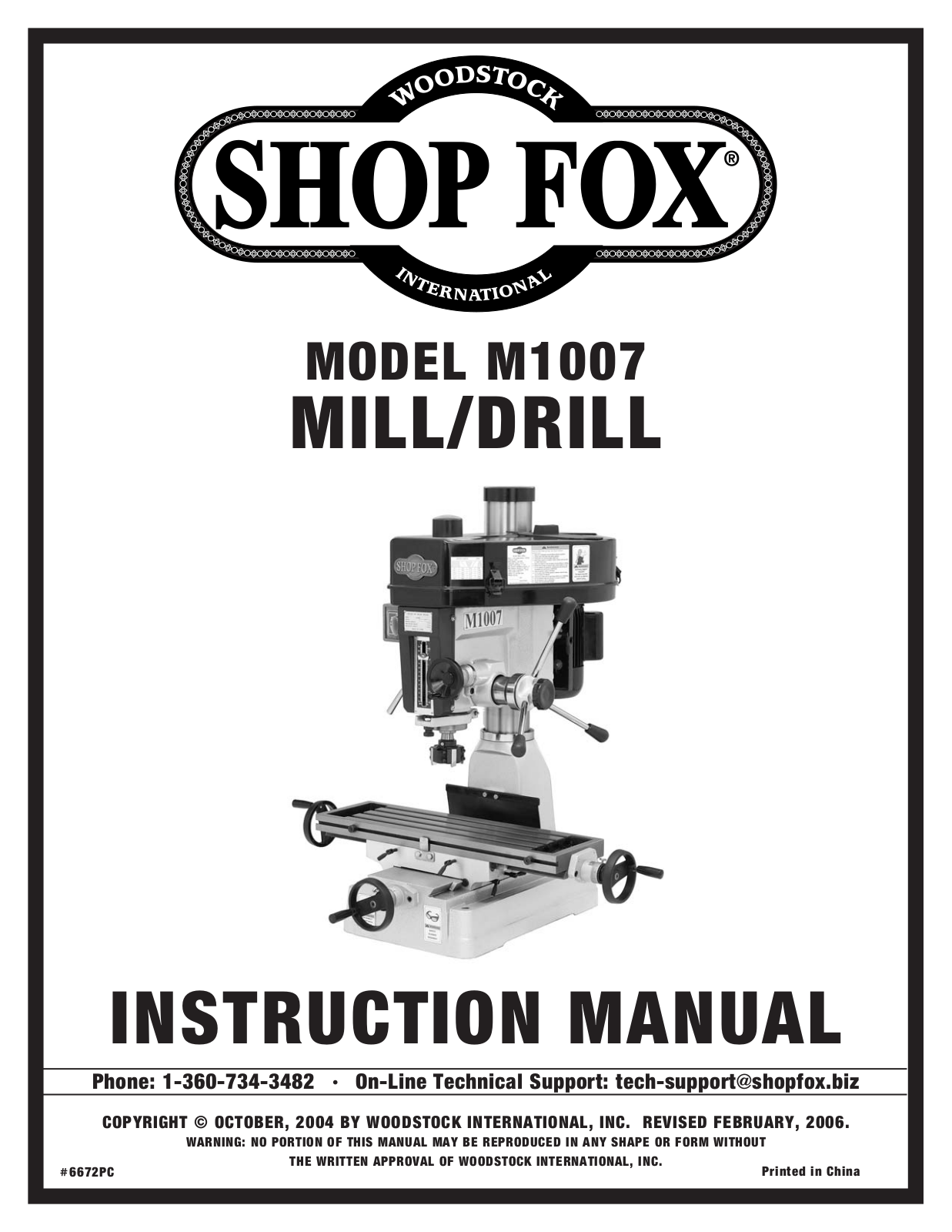 Shop fox M1007 User Manual