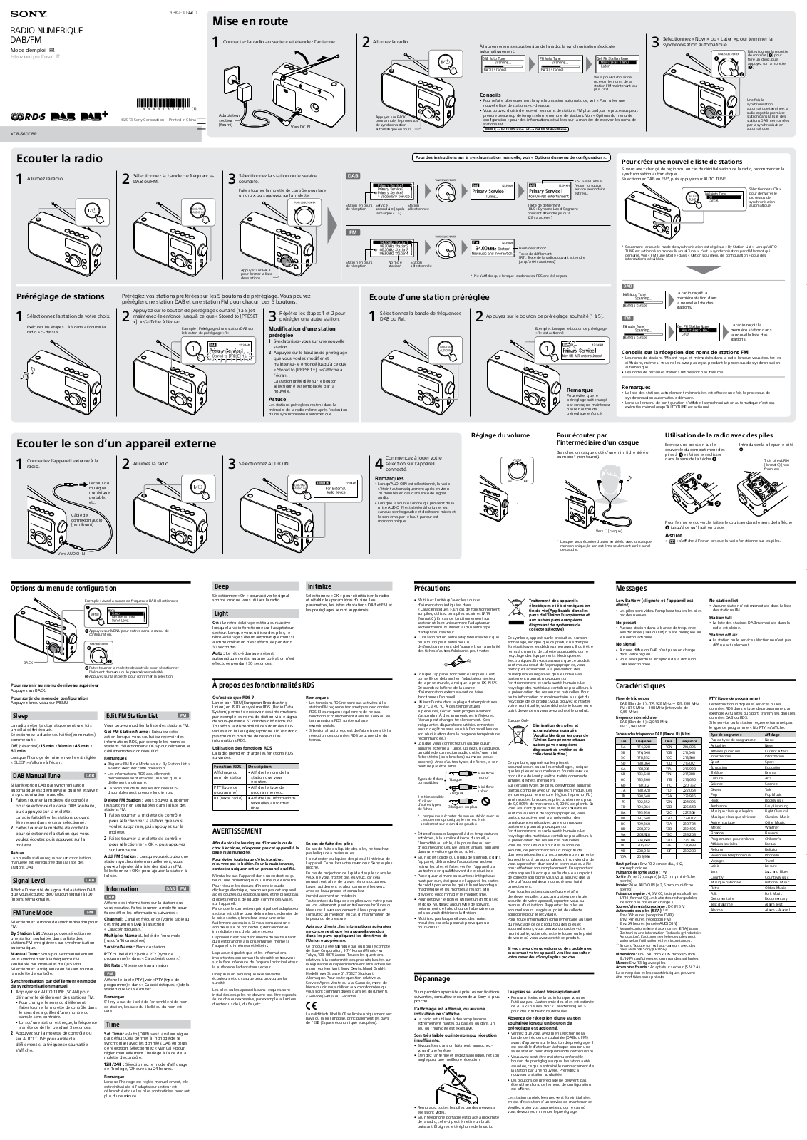 Sony XDR-S60DBP User Manual