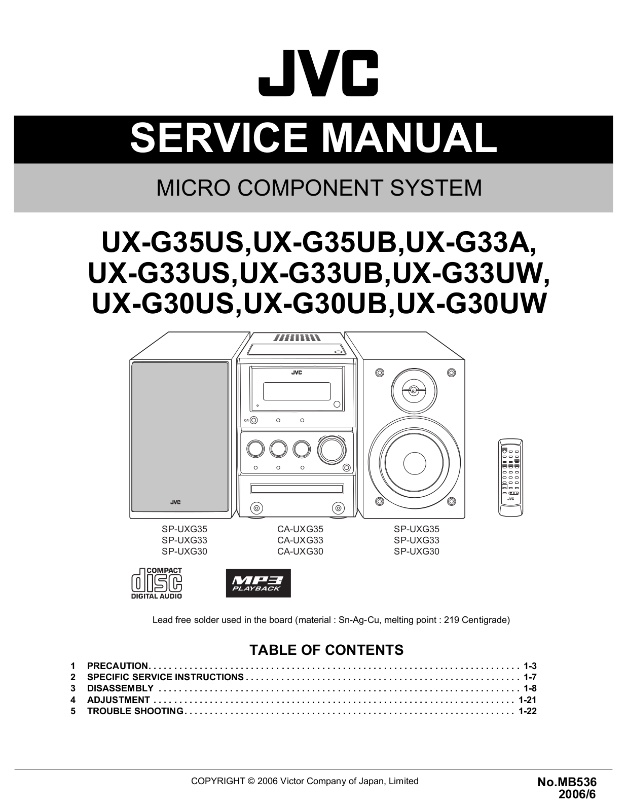 JVC UXG-30, UXG-33, UXG-35 Service manual