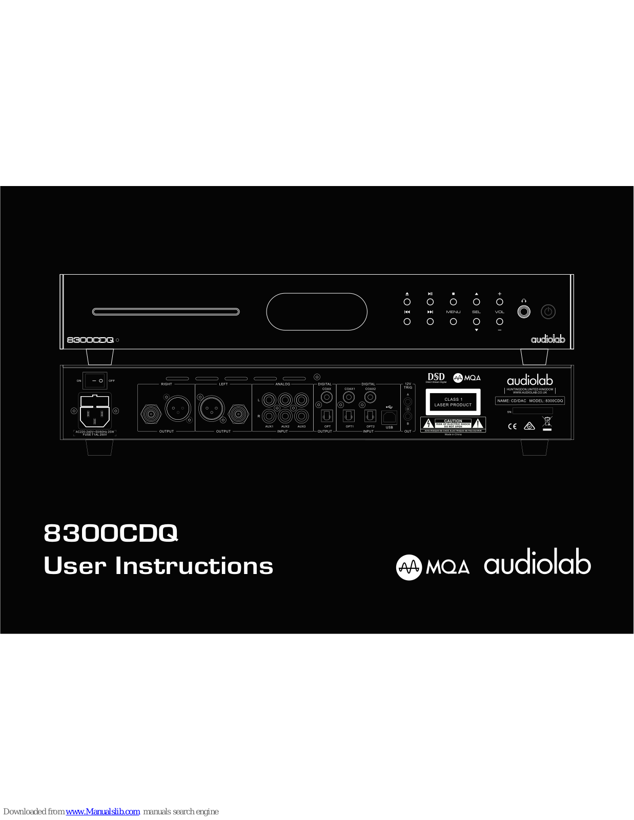 Audiolab 8300CDQ User Instructions