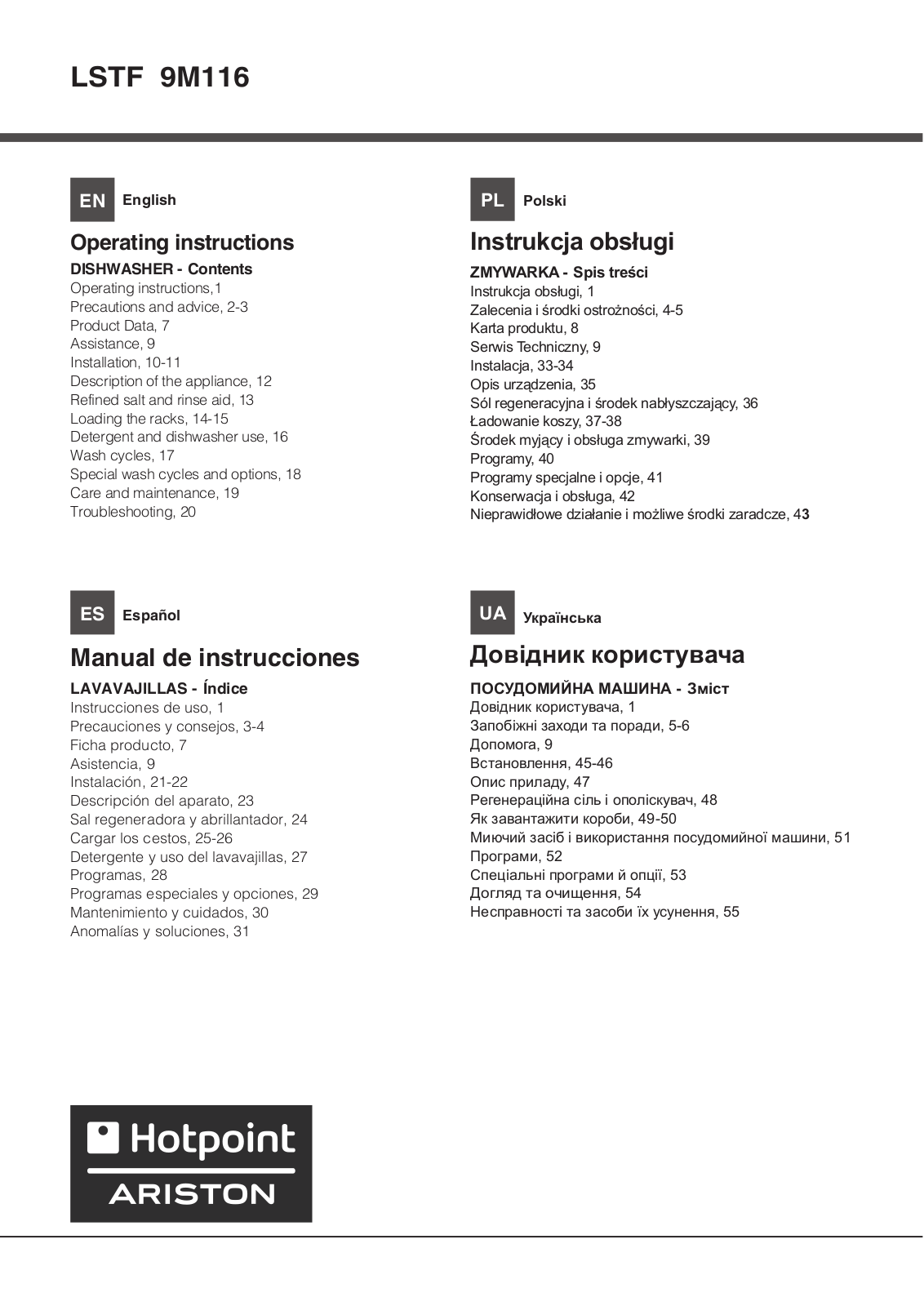 Hotpoint LSTF 9M116 CL EU User Manual