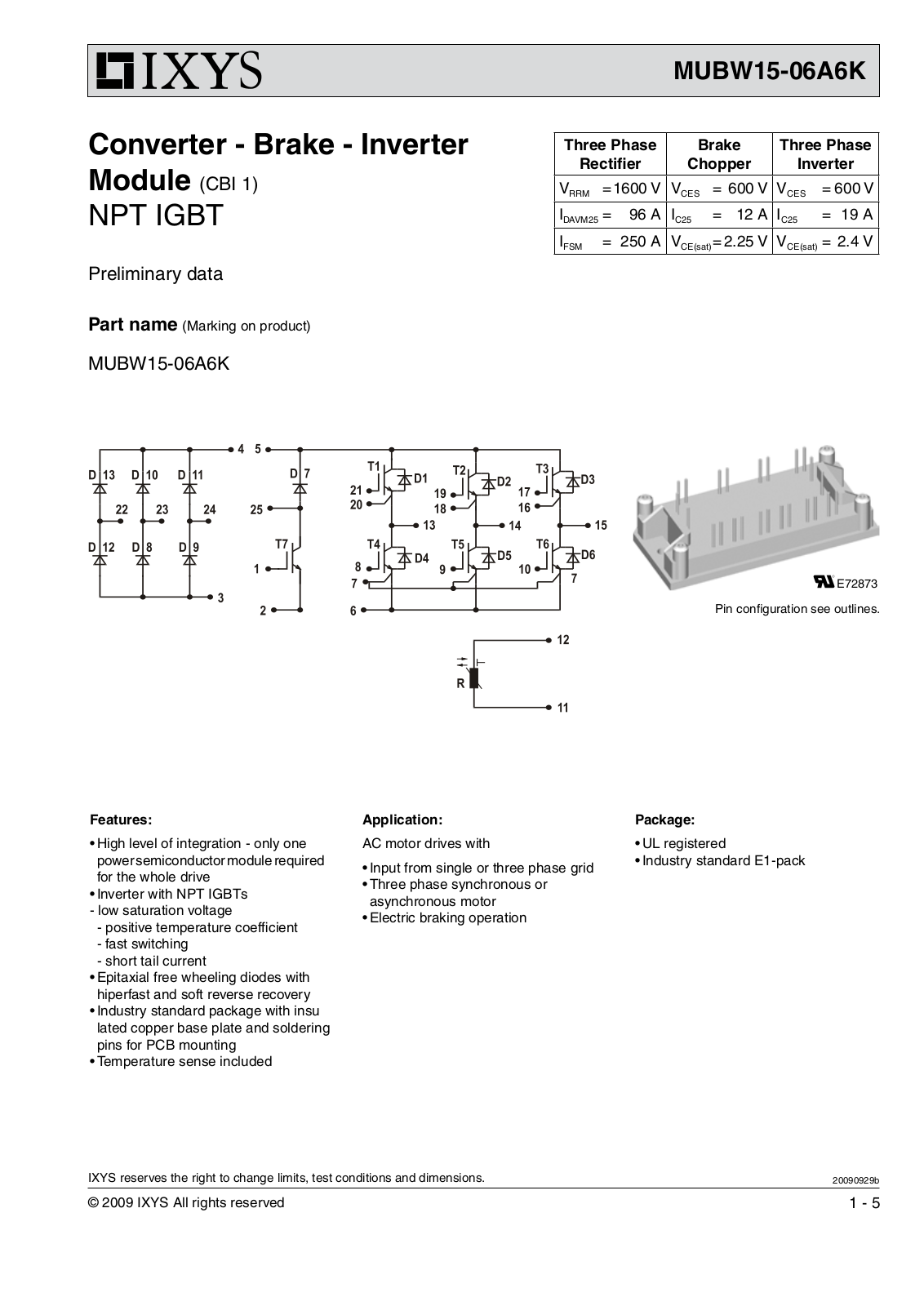 IXYS MUBW15-06A6K Data Sheet