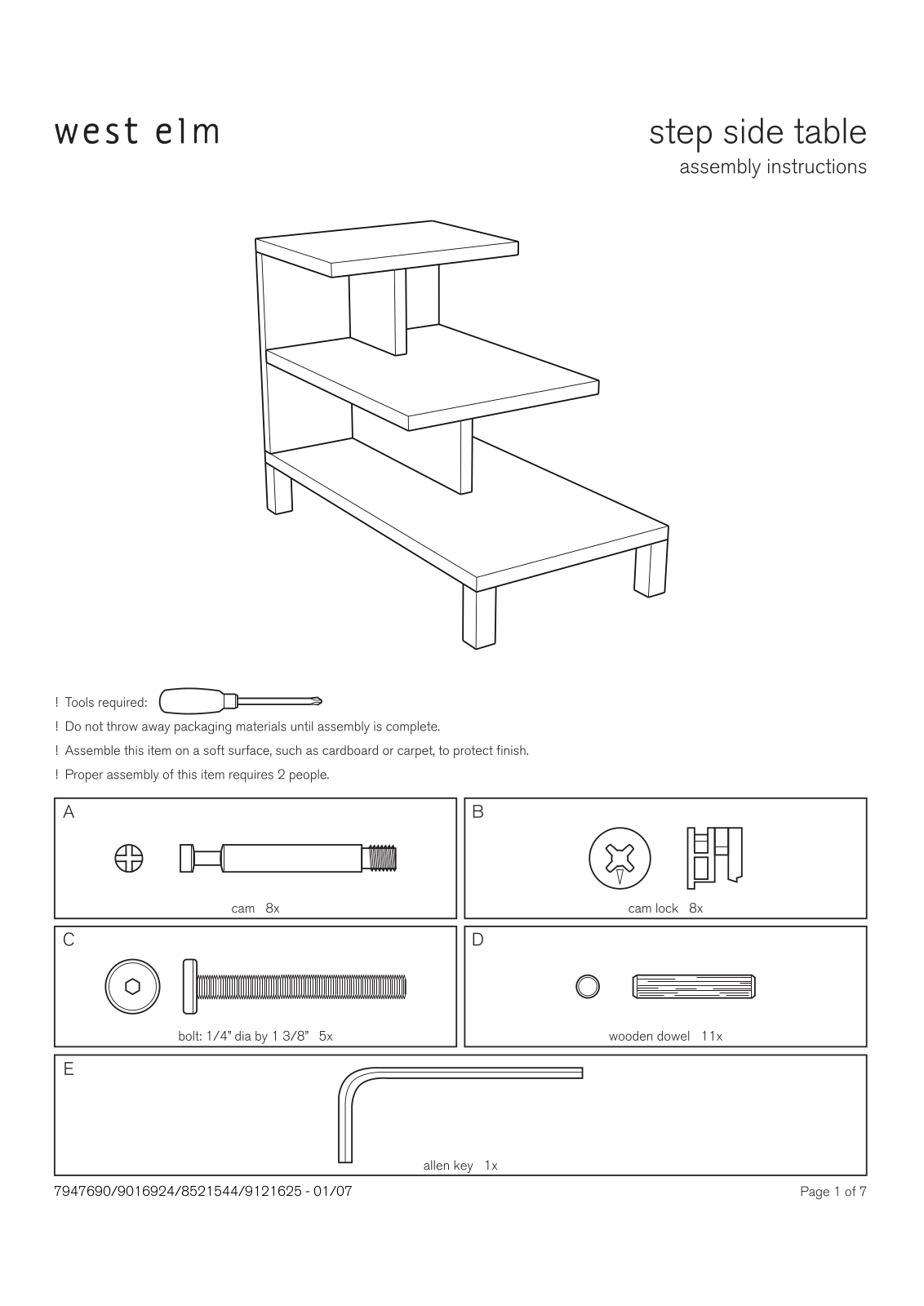 West Elm Step Side Table Assembly Instruction