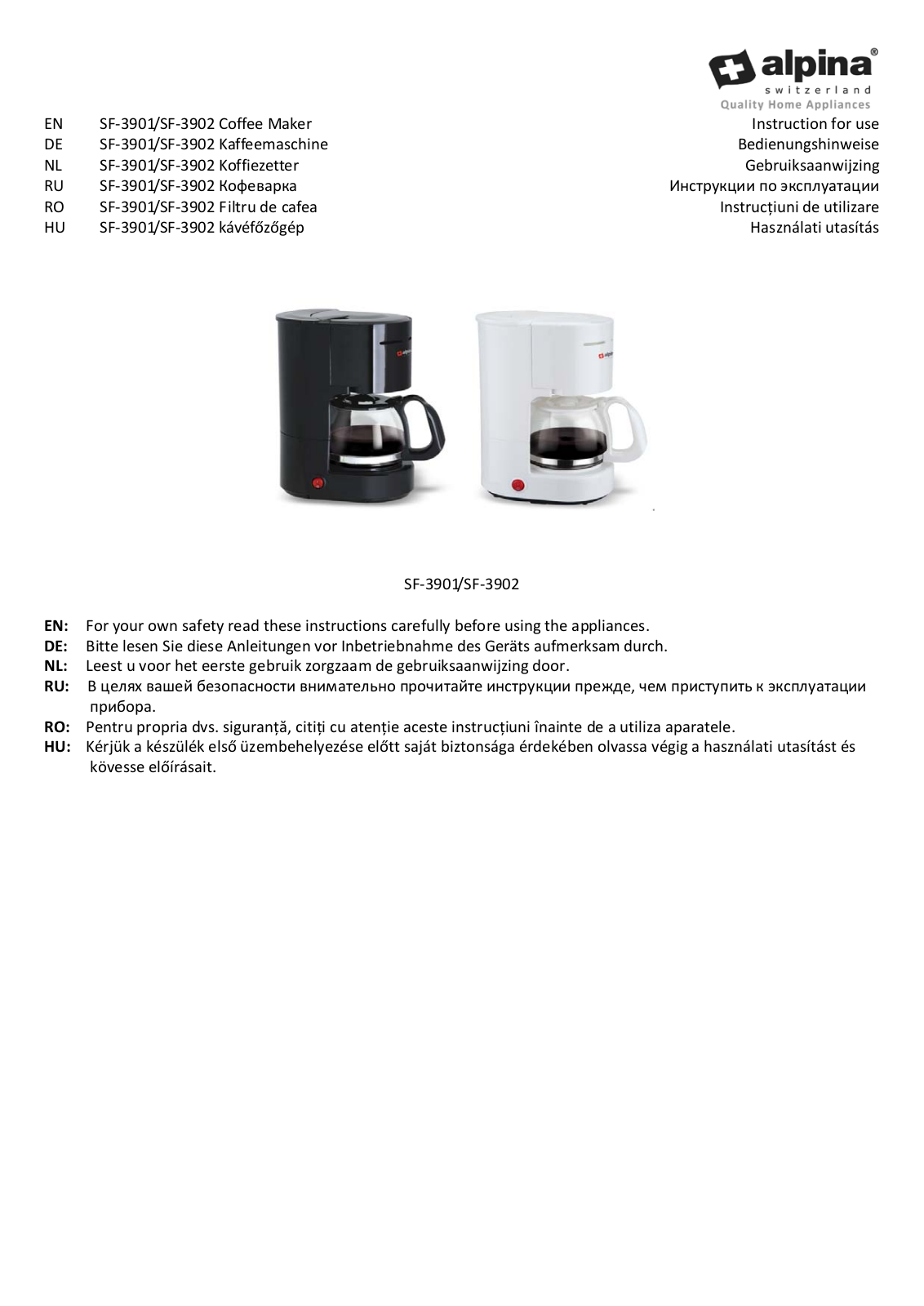 Alpina SF-3902, SF-3901 User Manual