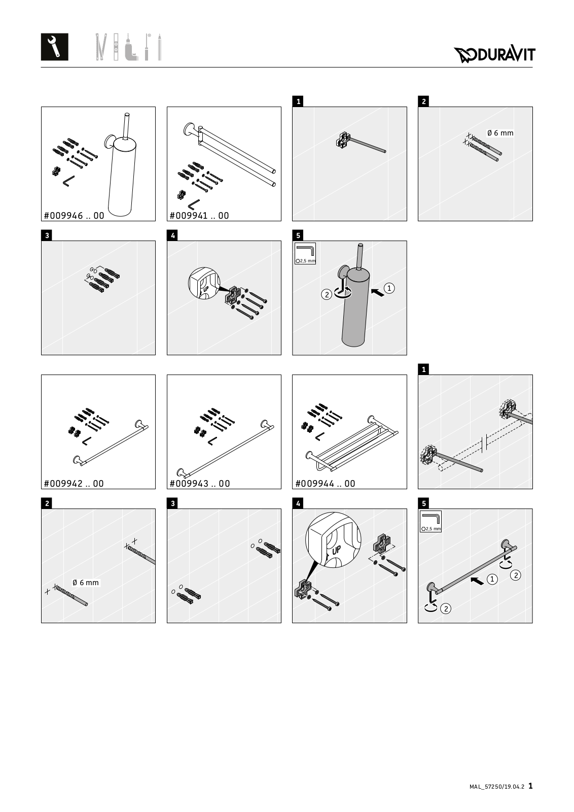 Duravit 0099424600, 0099434600, 0099351000, 0099354600, 0099431000 Mounting guide