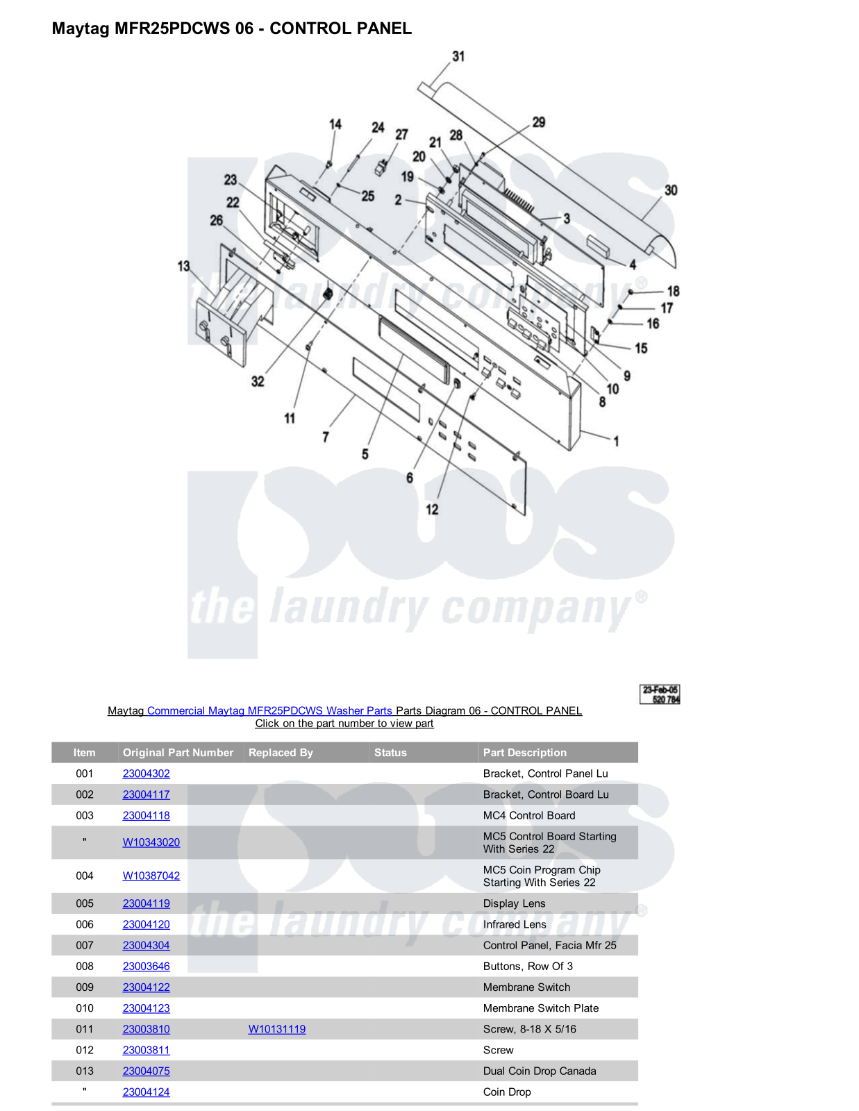 Maytag MFR25PDCWS Parts Diagram