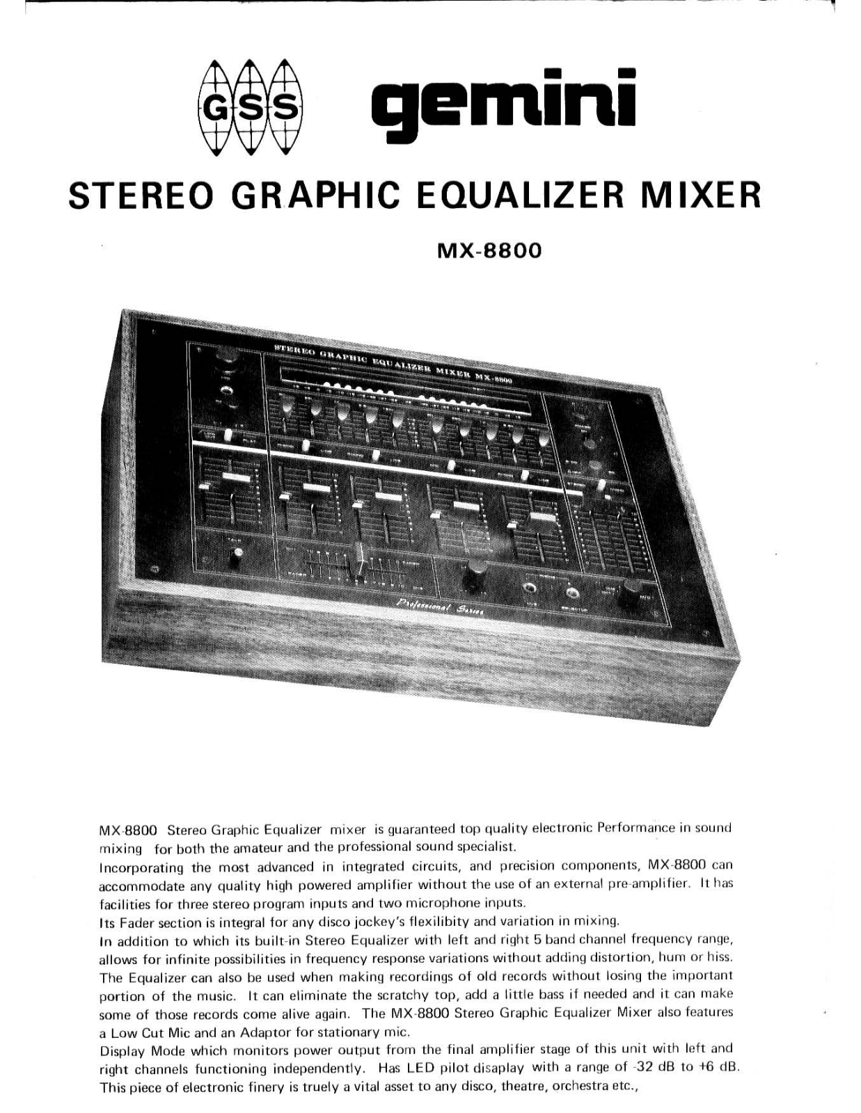 Gemini MX-8800 User Manual