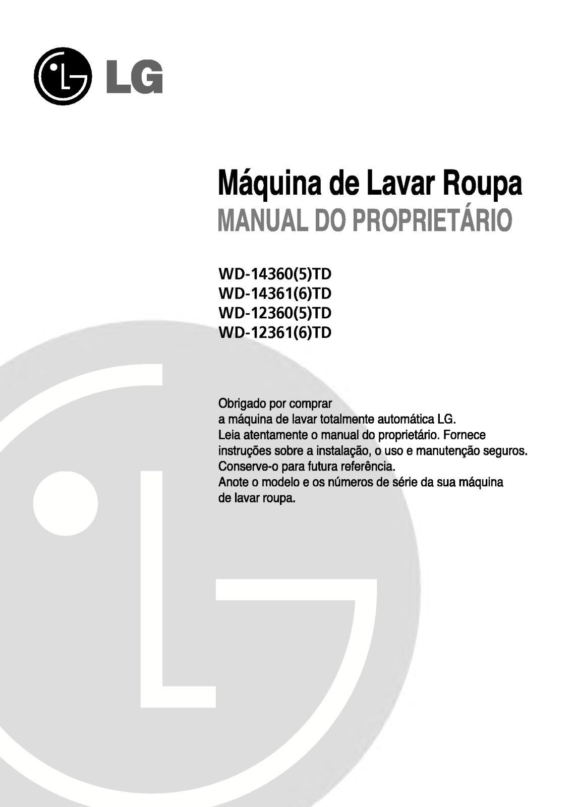 Lg WD-14360TD, WD-14365TD, WD-14366TD, WD-12365TD, WD-12366TD User Manual