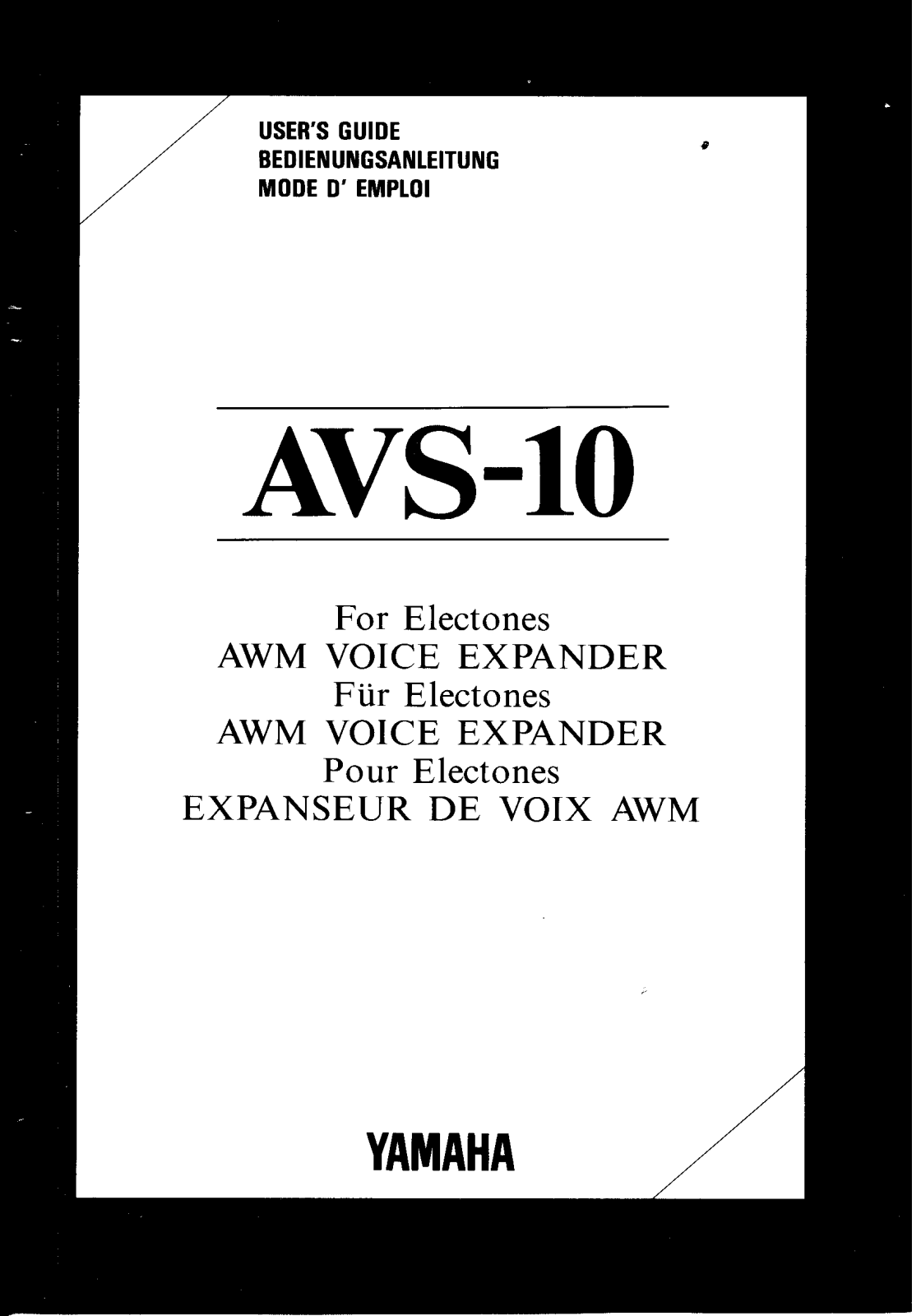 Yamaha AVS10 User Manual