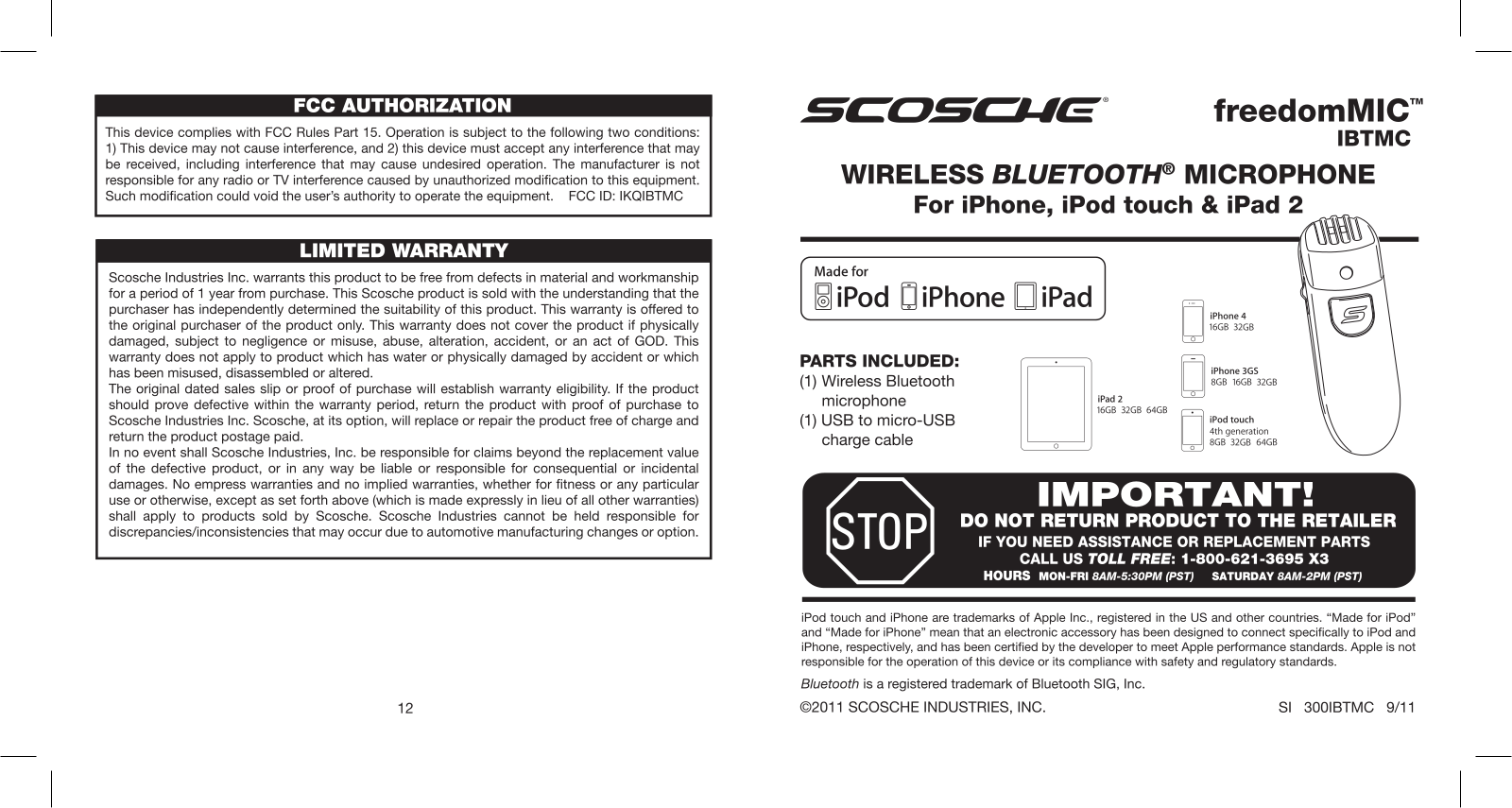 Scosche IBTMC User Manual