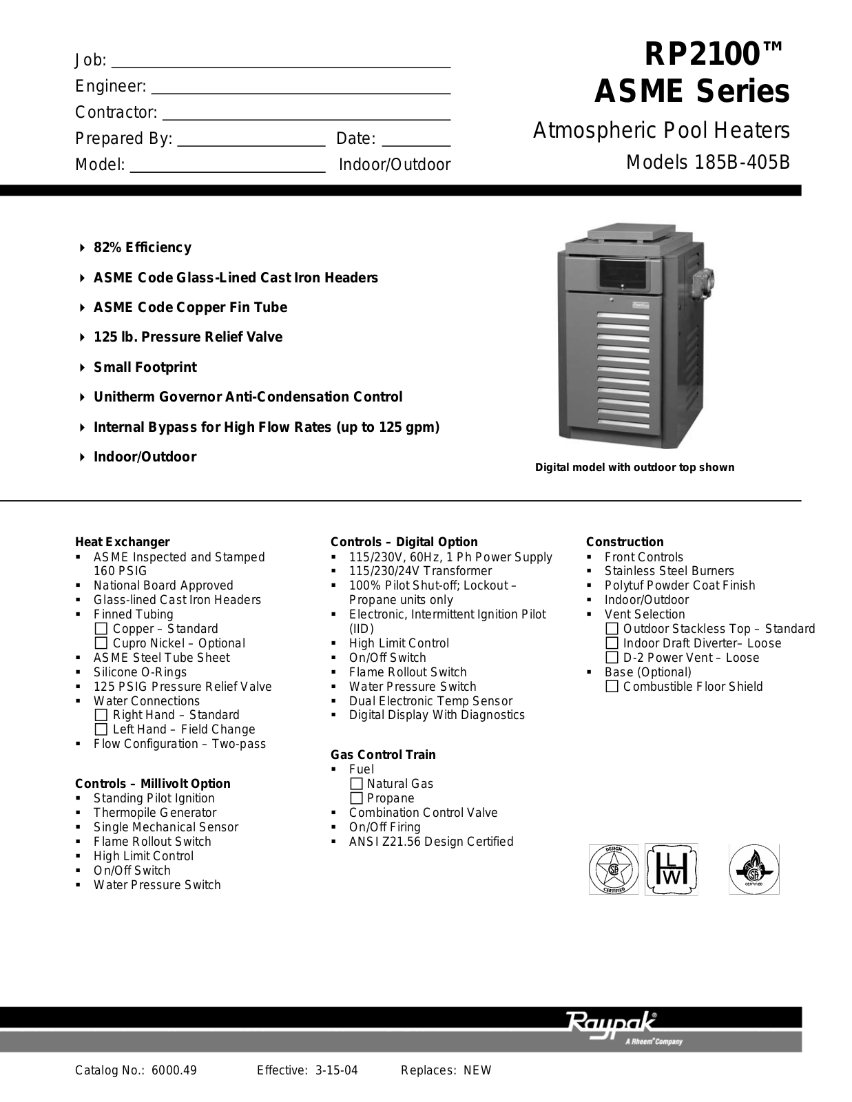 Raypak CF-18 User Manual