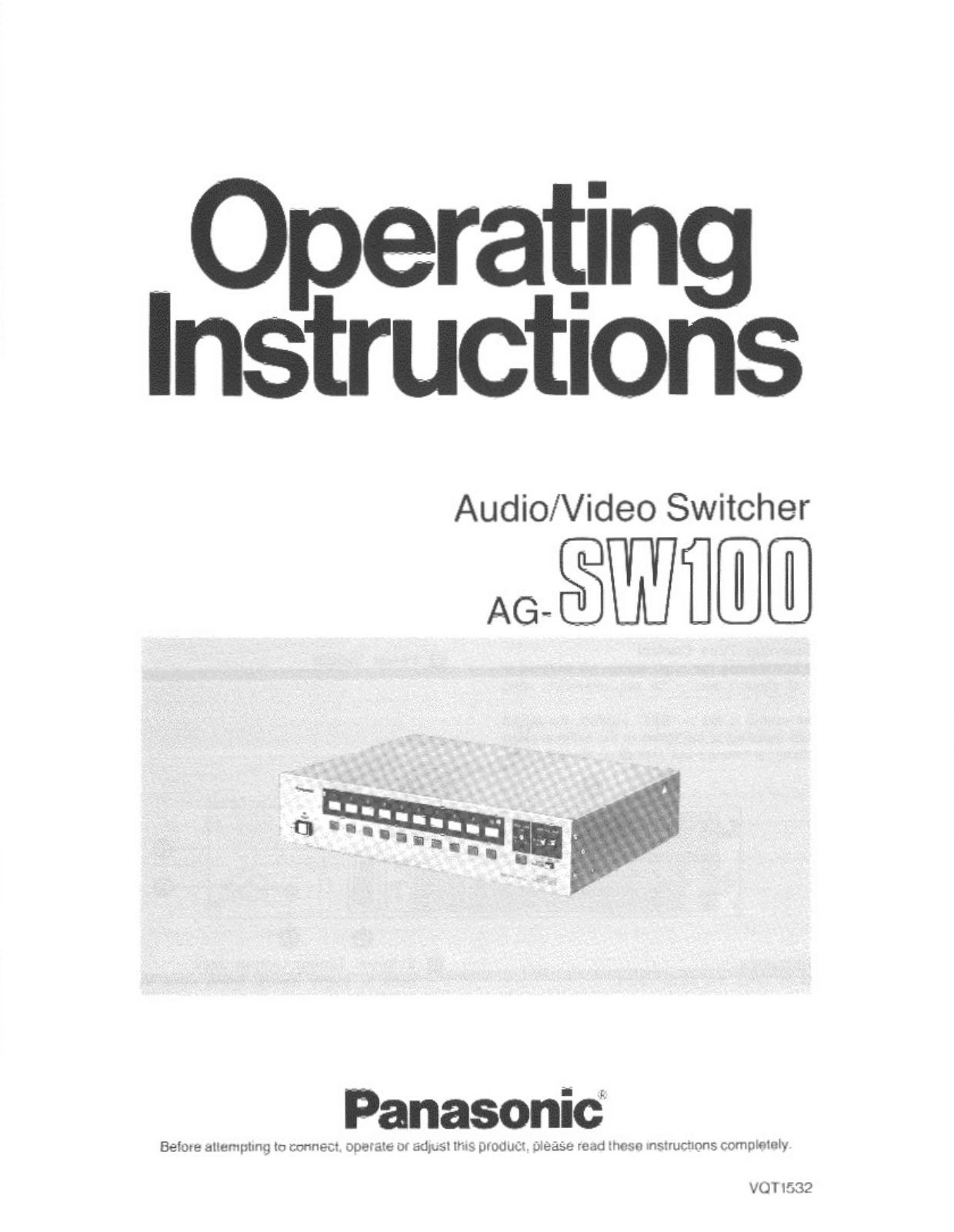 Panasonic AG-SW100 User Manual