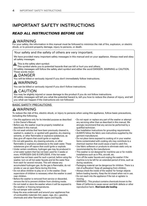 LG WM3175CW Owner’s Manual