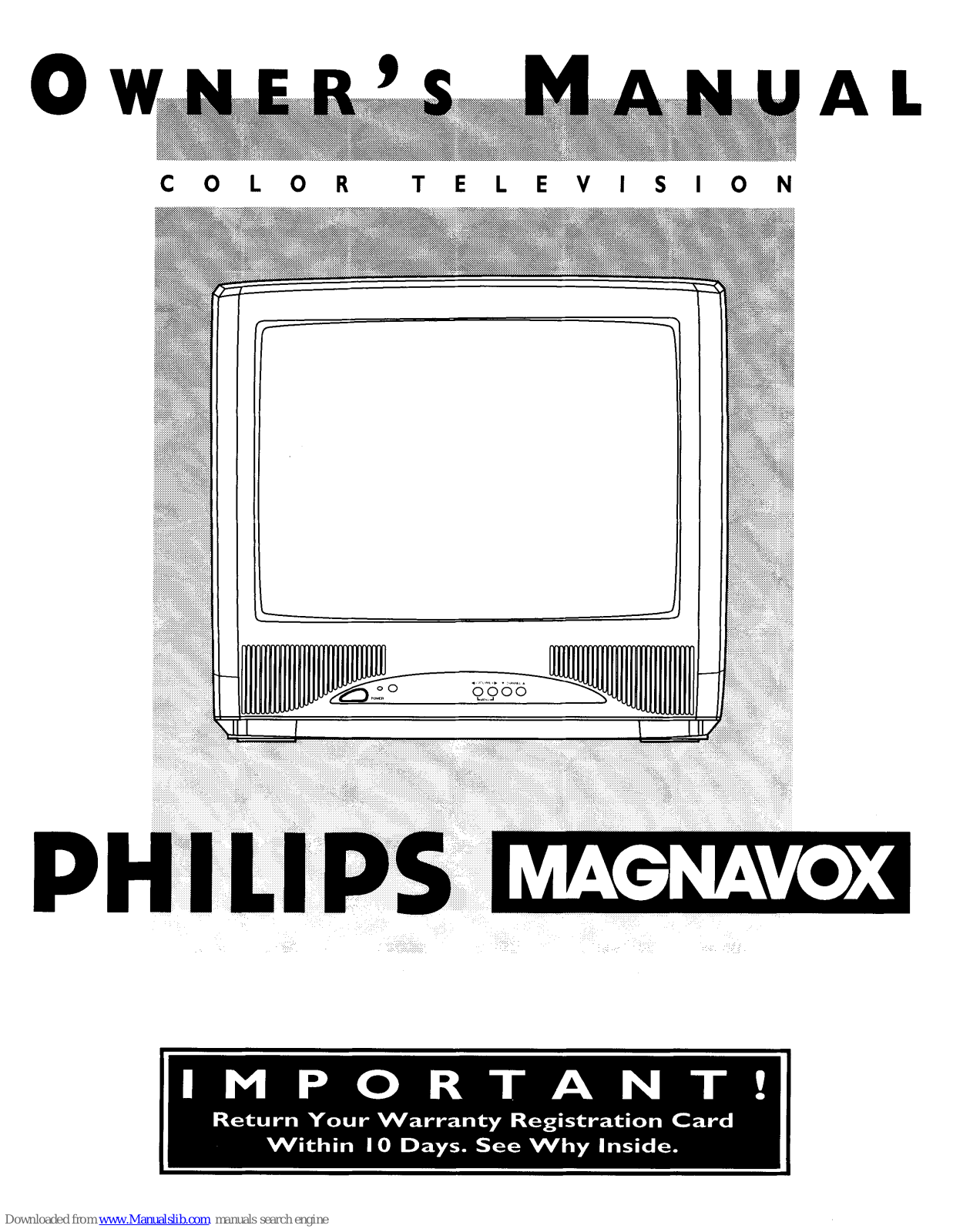 Philips/Magnavox Magnavox PS1944C, COLOR TV 19 INCH PORTABLE PS1944C Owner's Manual