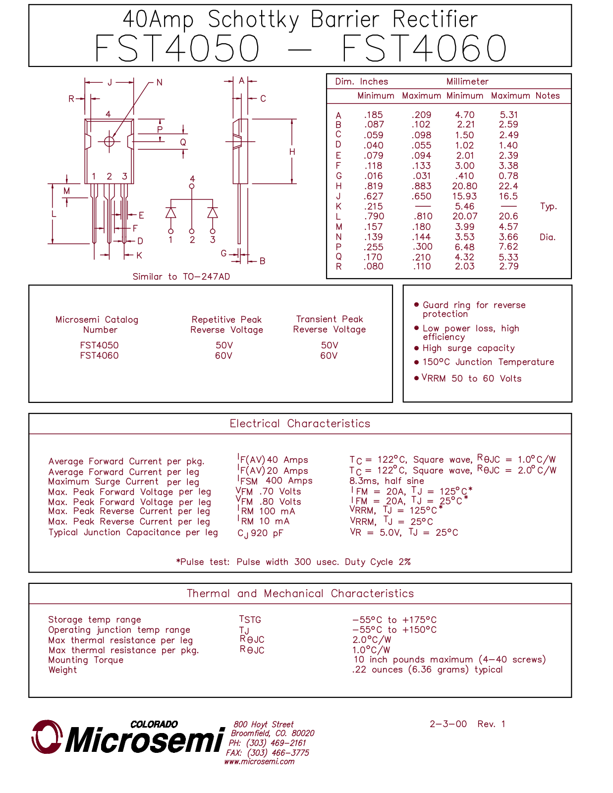 Microsemi Corporation FST4060, FST4050 Datasheet