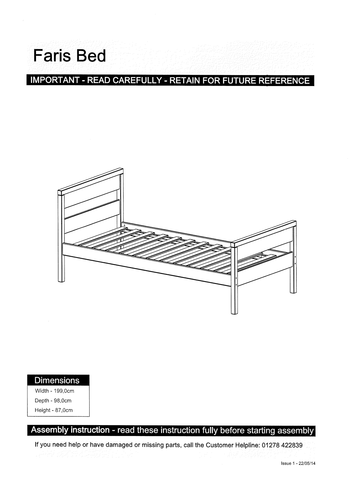 Argos Faris Bed ASSEMBLY INSTRUCTIONS