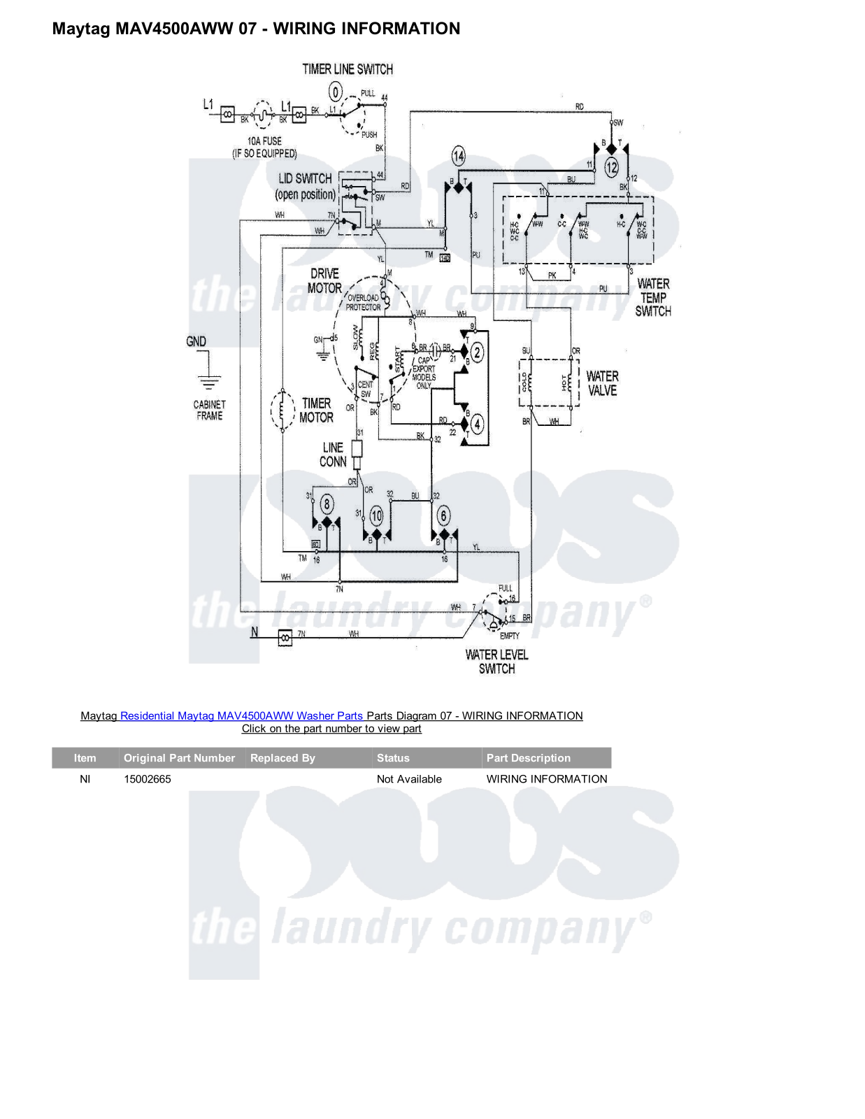 Maytag MAV4500AWW Parts Diagram