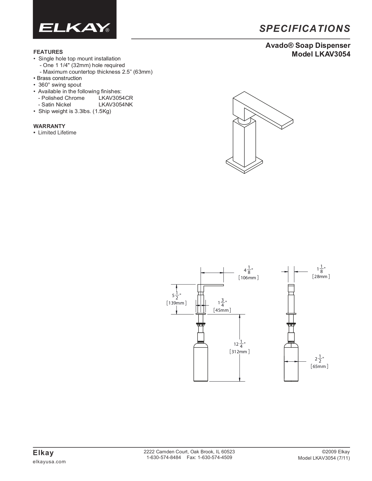 Elkay LKAV3054 User Manual