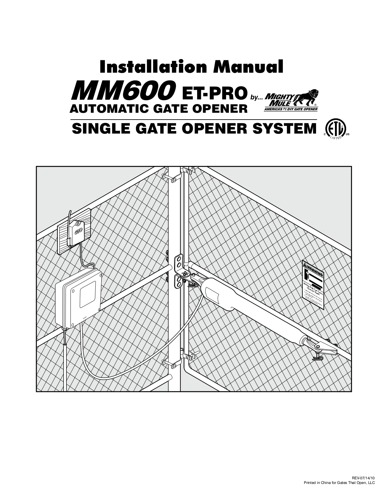 Mighty Mule MM600ET-PRO User Manual