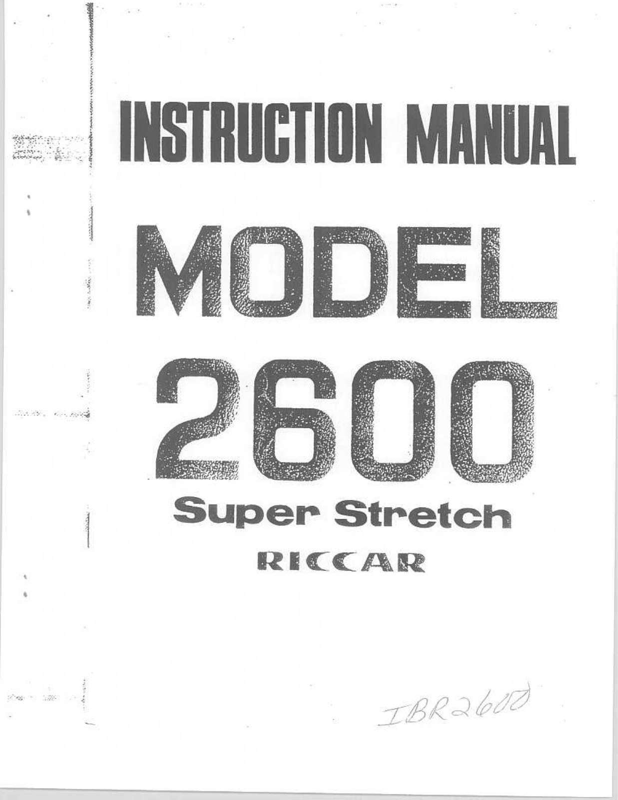 RICCAR 2600 Owner's Manual