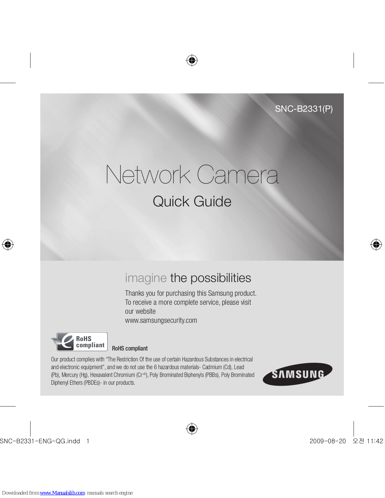 Samsung SNC-B2331, SNC-B2331P Quick Manual