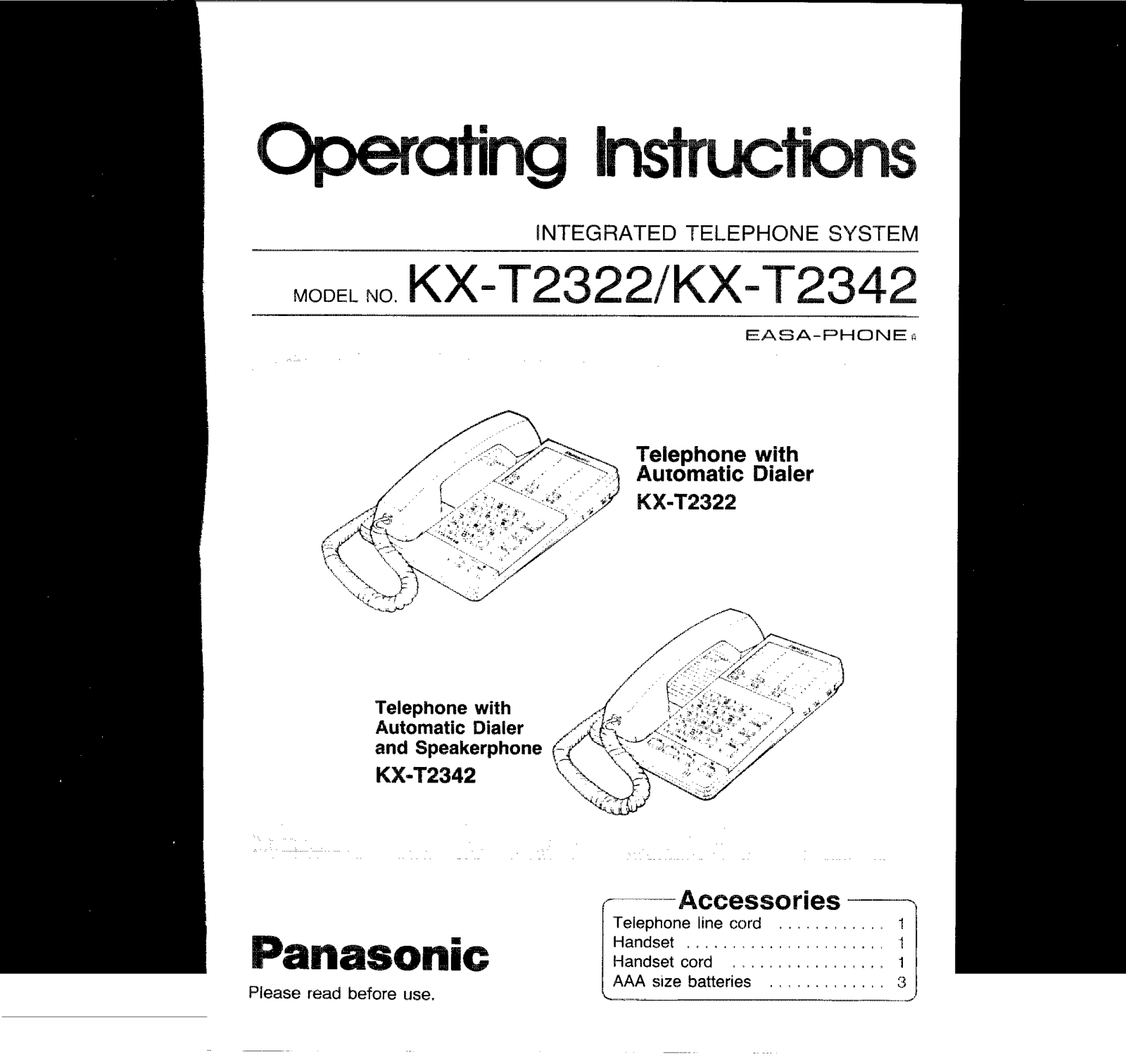Panasonic kx-t2322 Operation Manual