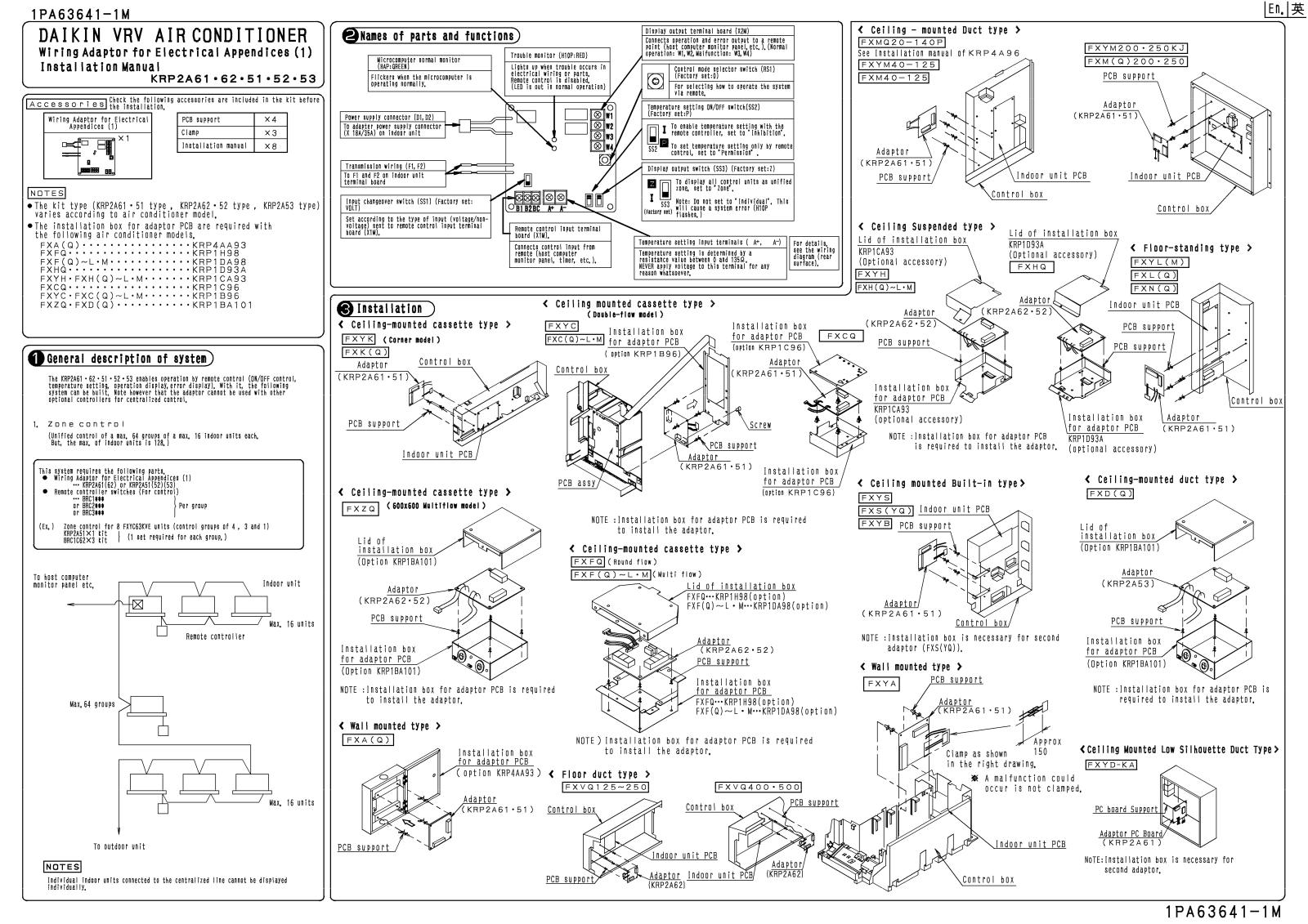 Daikin KRP2A52 Installation manuals