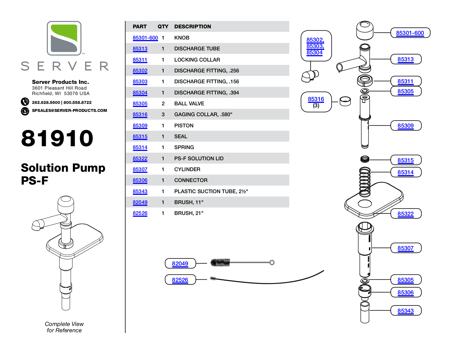 Server 81910 PARTS LIST