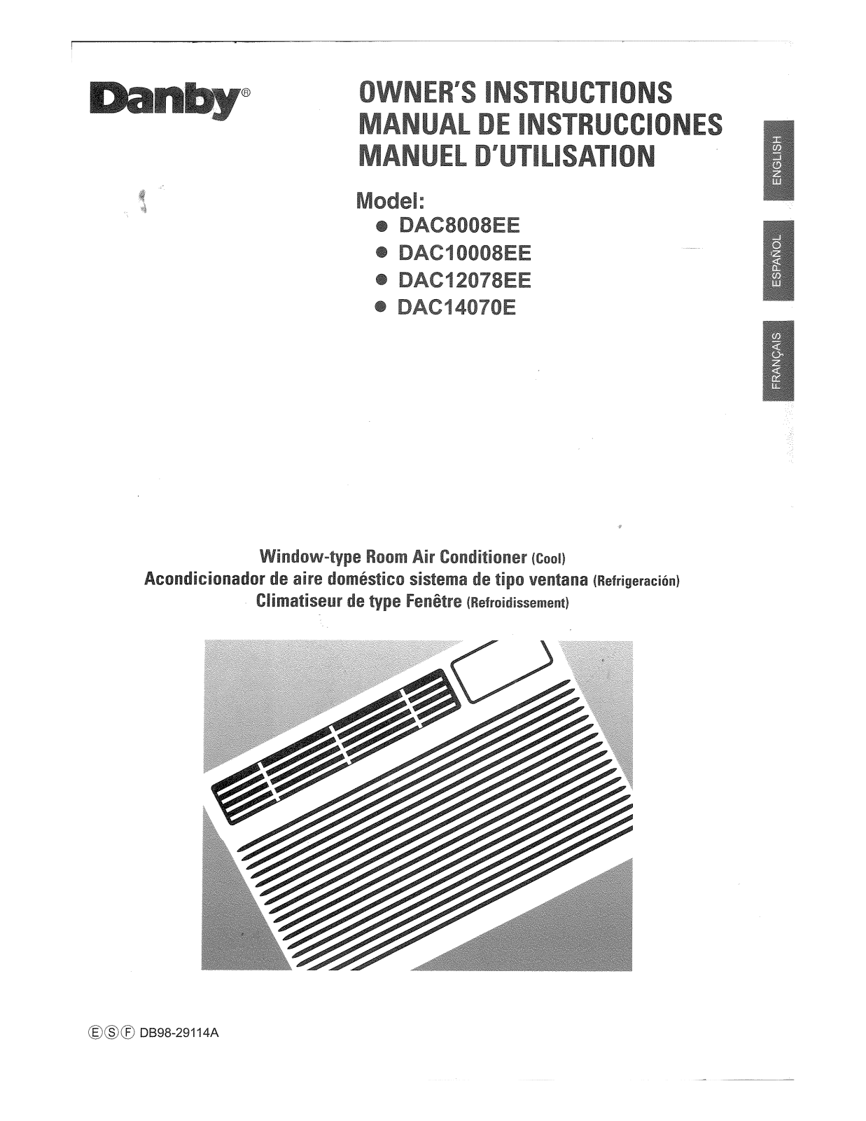 Danby DAC14070E, DAC10008EE, DAC8008EE Owner's Manual