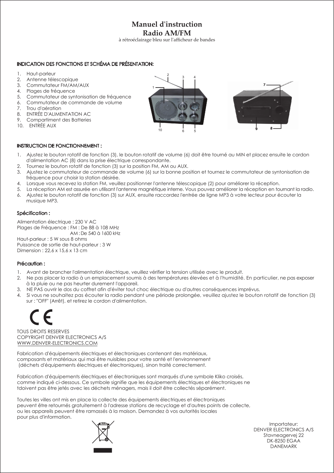 DENVER DAB-30 User Manual