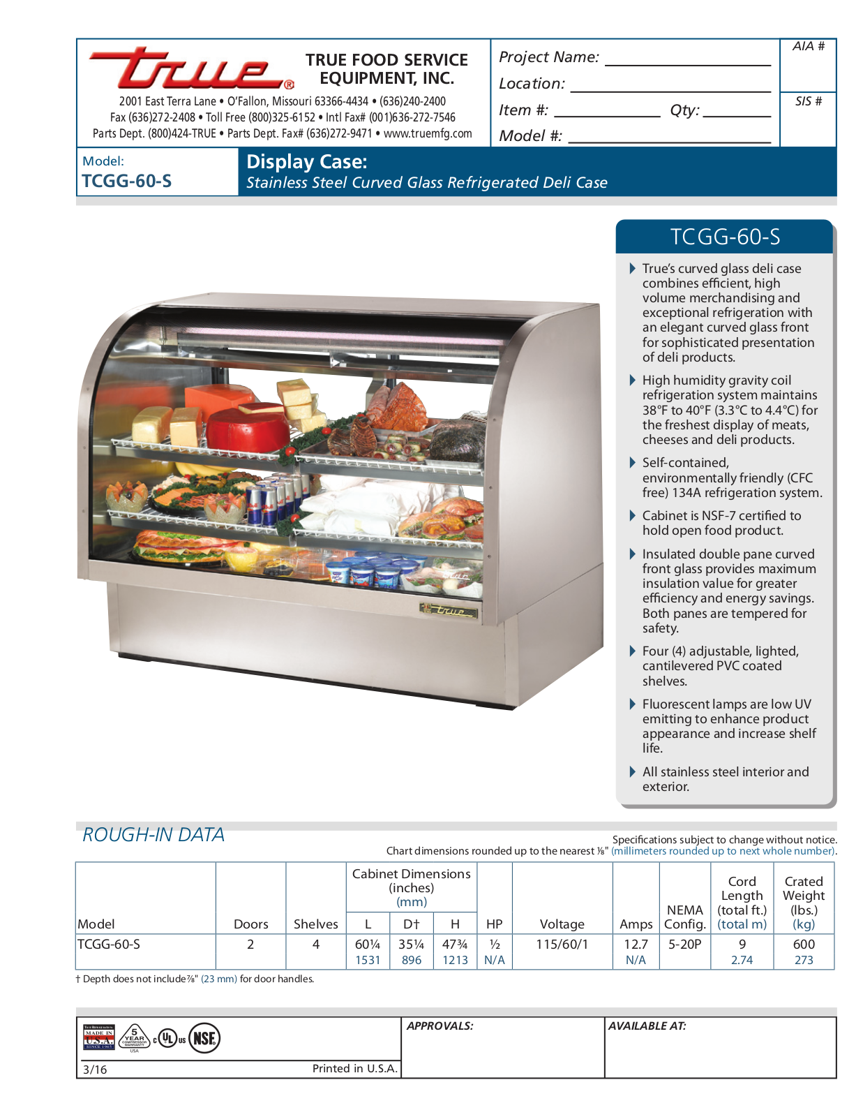 True TCGG-60-S User Manual