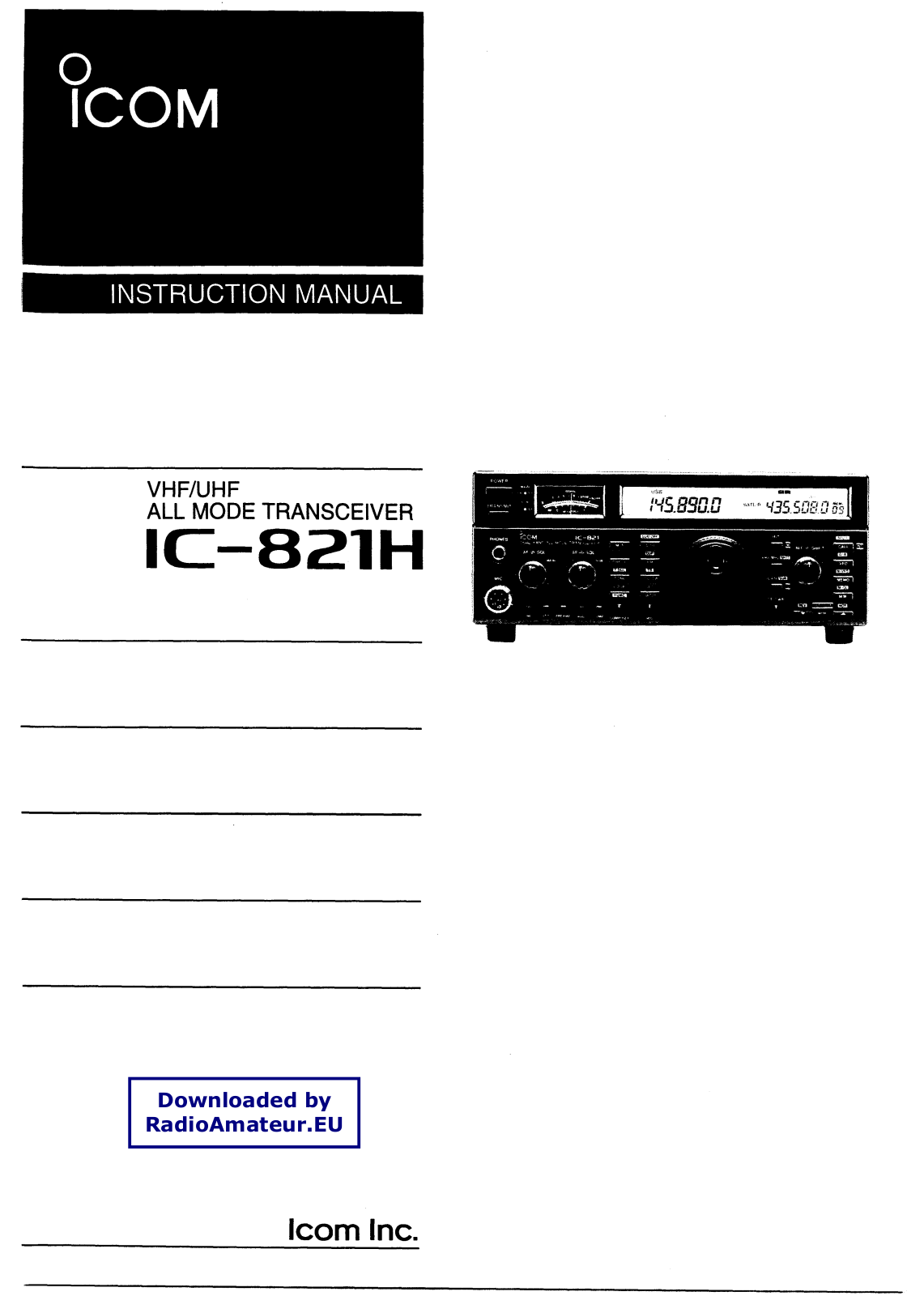 ICOM IC-821H User guide
