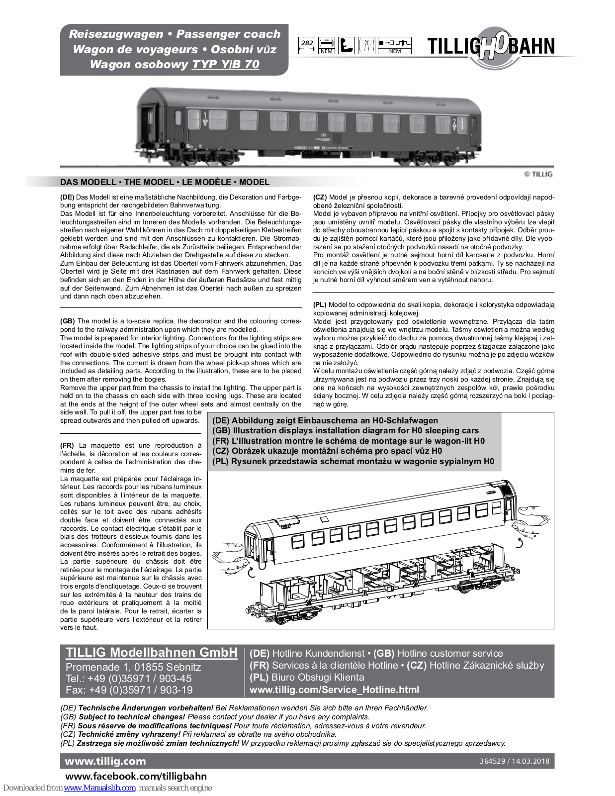 TILLIG BAHN y/B 70 Instructions Manual