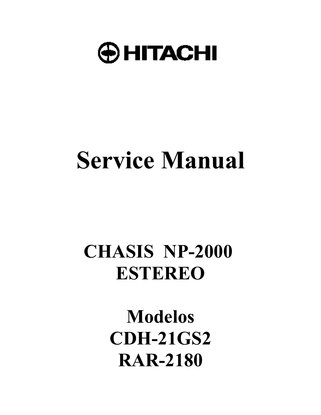 Hitachi CDH-21GS2, RAR-2180 Schematic