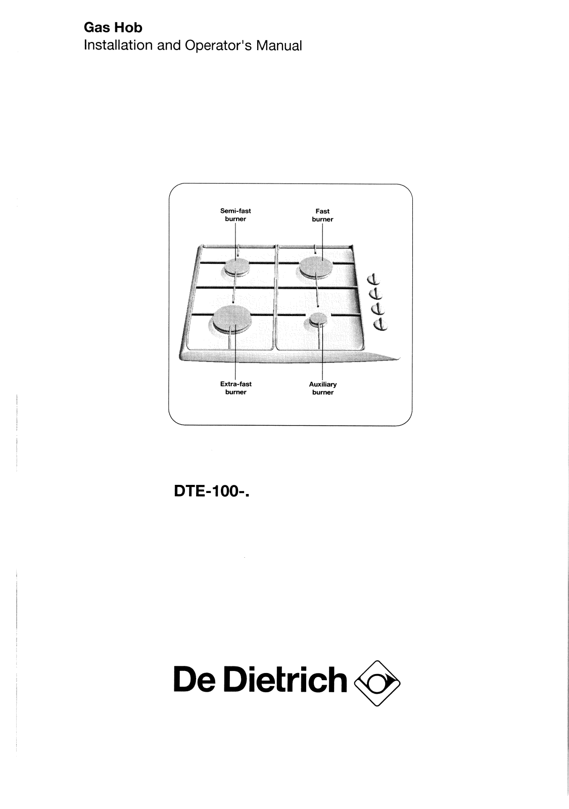 DE DIETRICH DTE100X User Manual