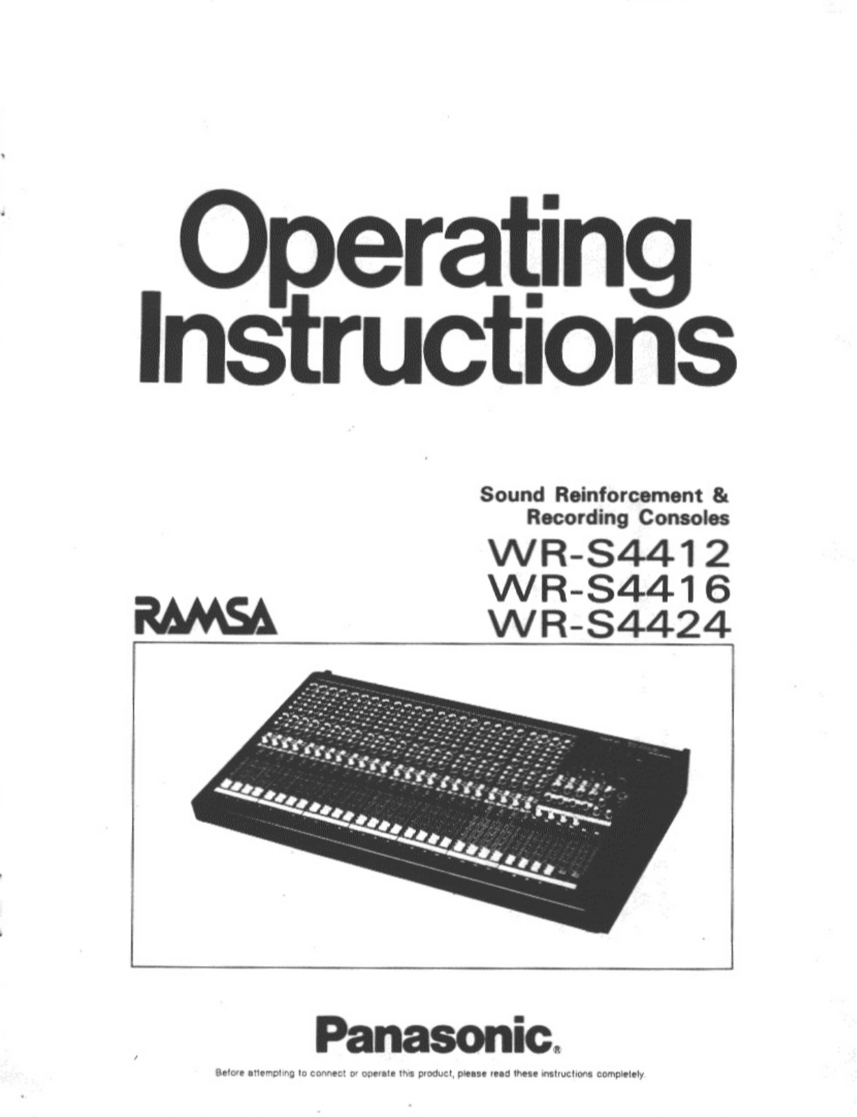 Panasonic WR-S4412, WR-S4416, WR-S4424 Operation Manual