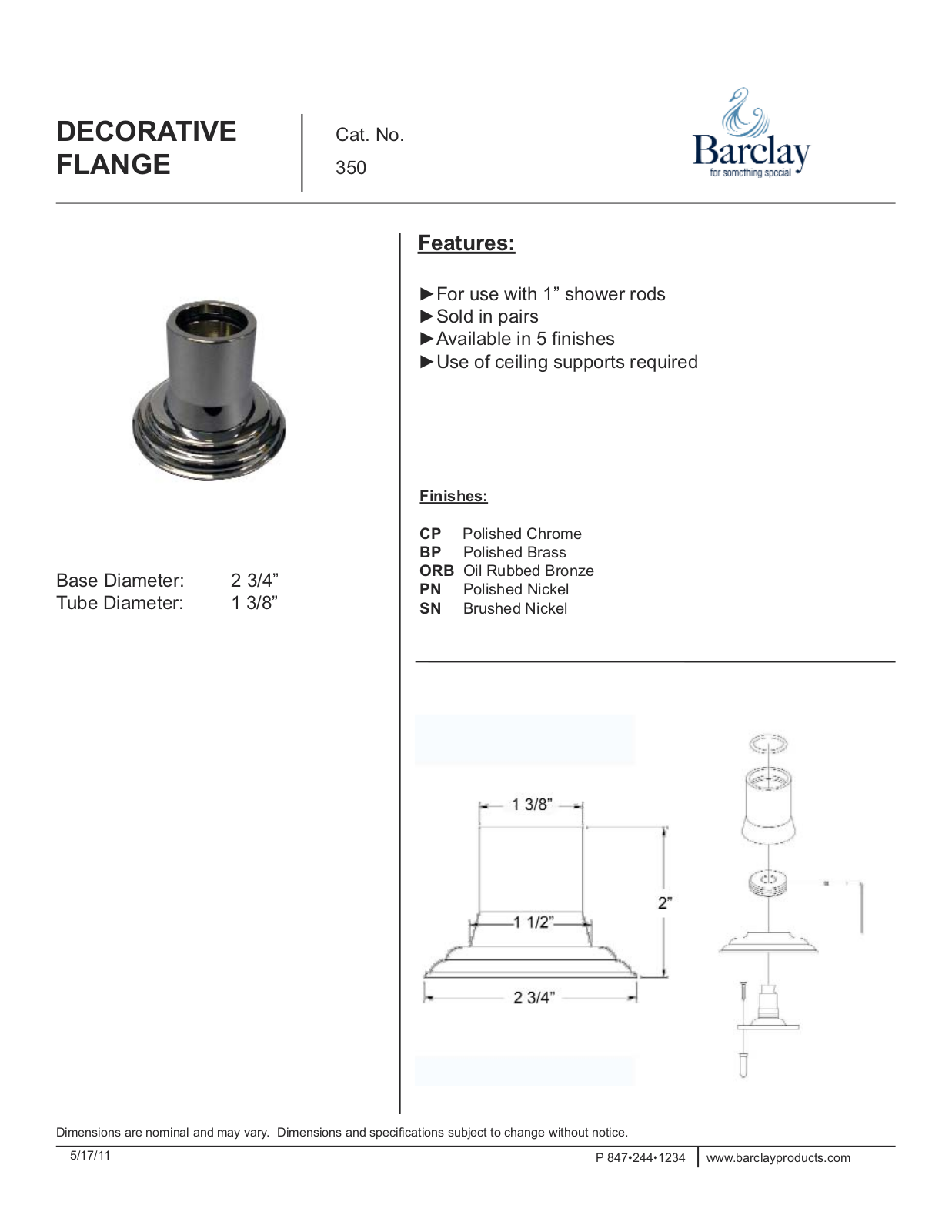 Barclay 350PB Specifications