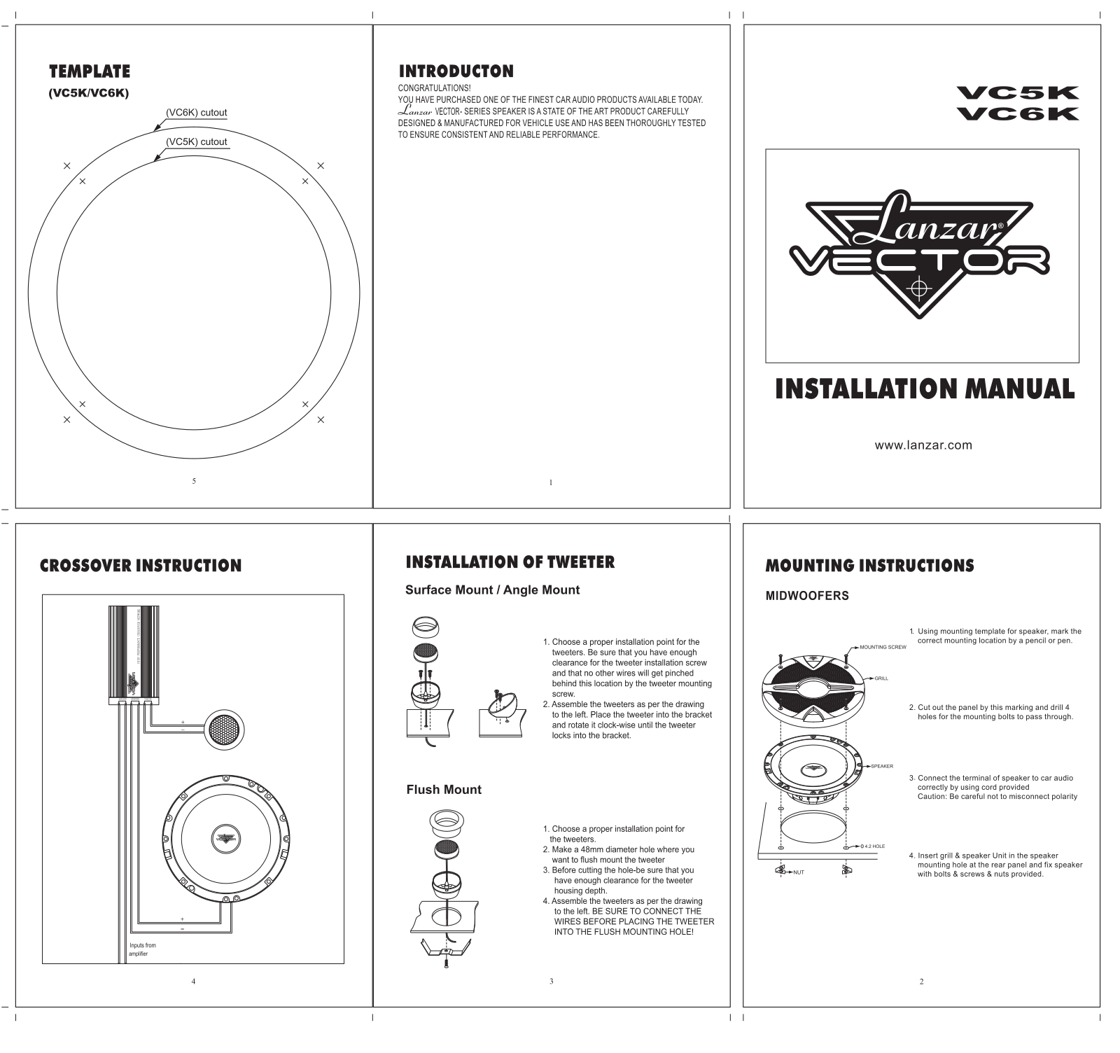 Lanzar Car Audio VC6K, VC5K User Manual