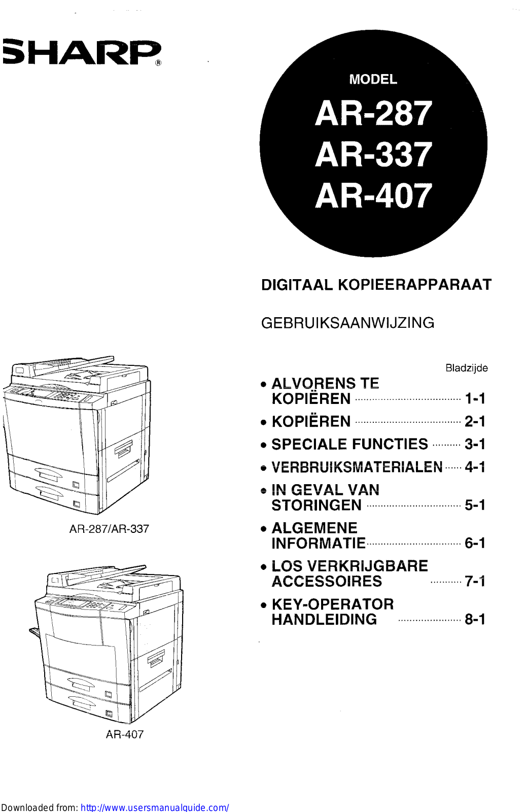 SHARP AR-337/287/407 User Manual