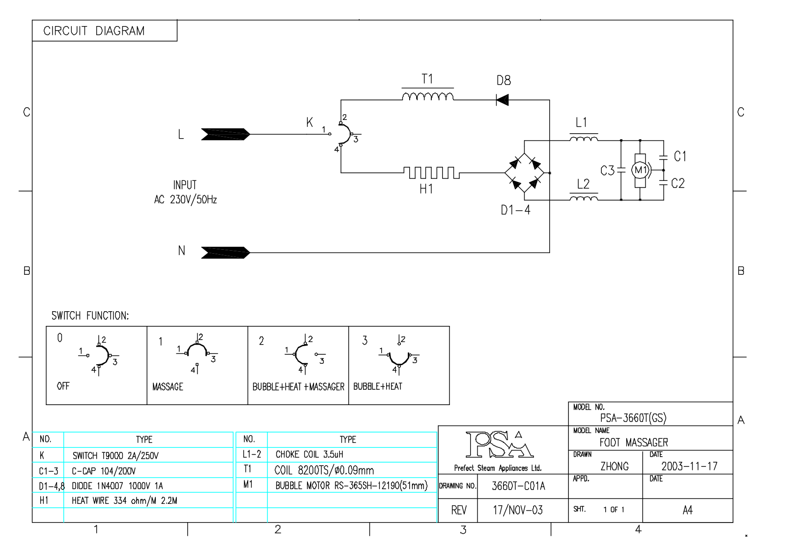 Vitek PSA-3660T Circuit diagrams